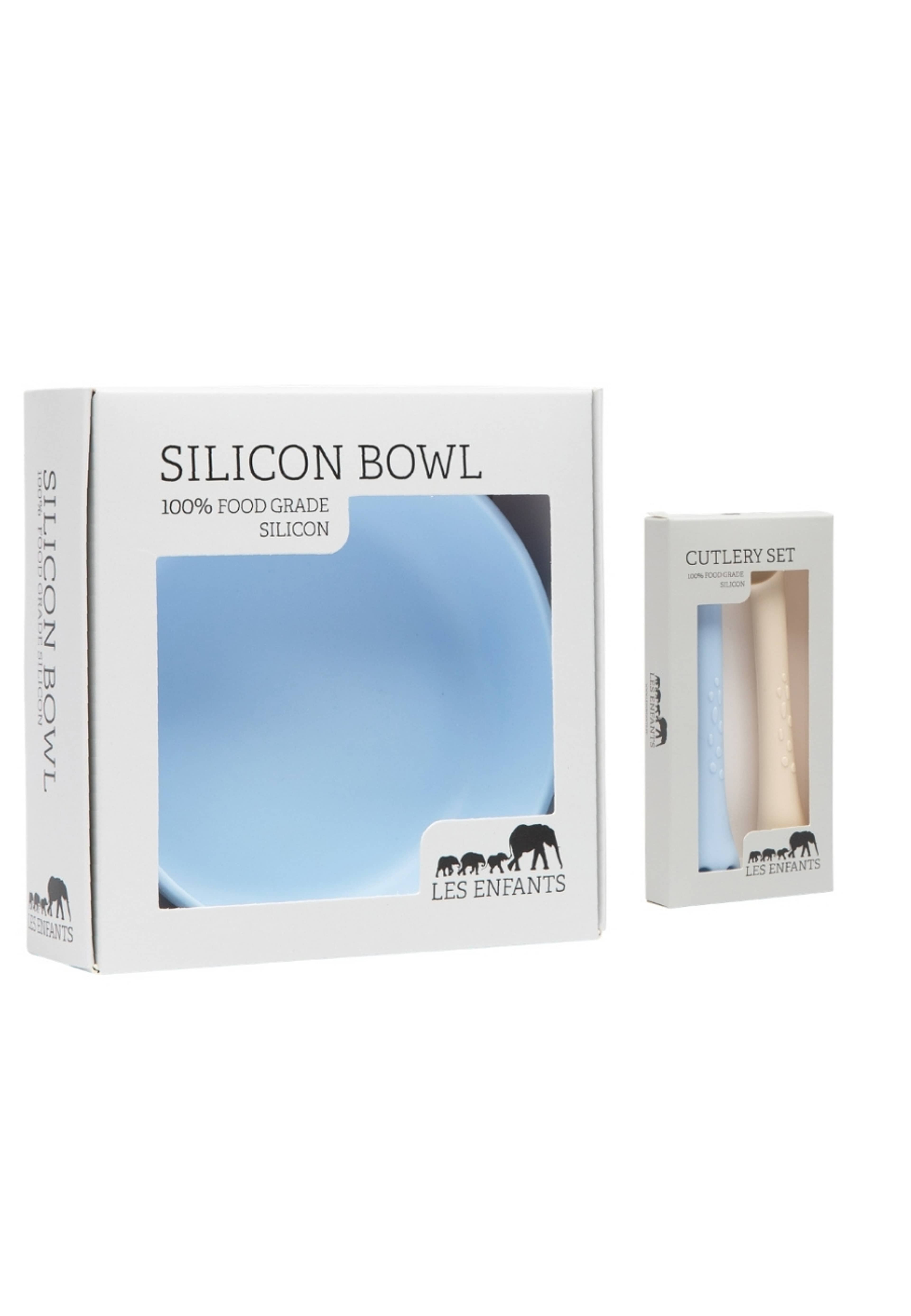 Eating  Fun Bundle (plate Bowl + Cutlery Set), från Les Enfants, i färgen blue. Klicka för att öppna bilden i stort format