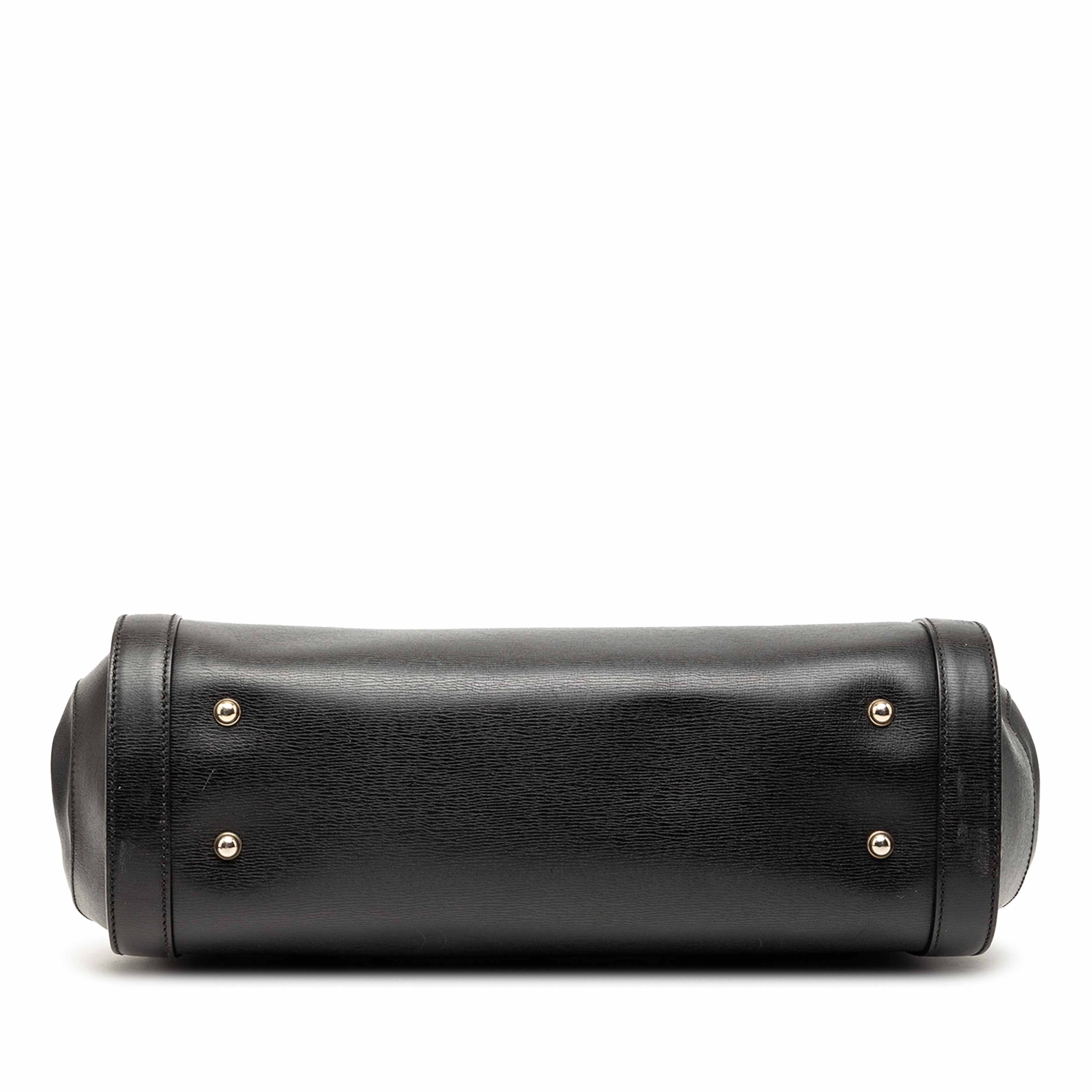 Gucci Large Leather Bamboo Bullet Tote, från Luxclusif, i färgen black. Klicka för att öppna bilden i stort format