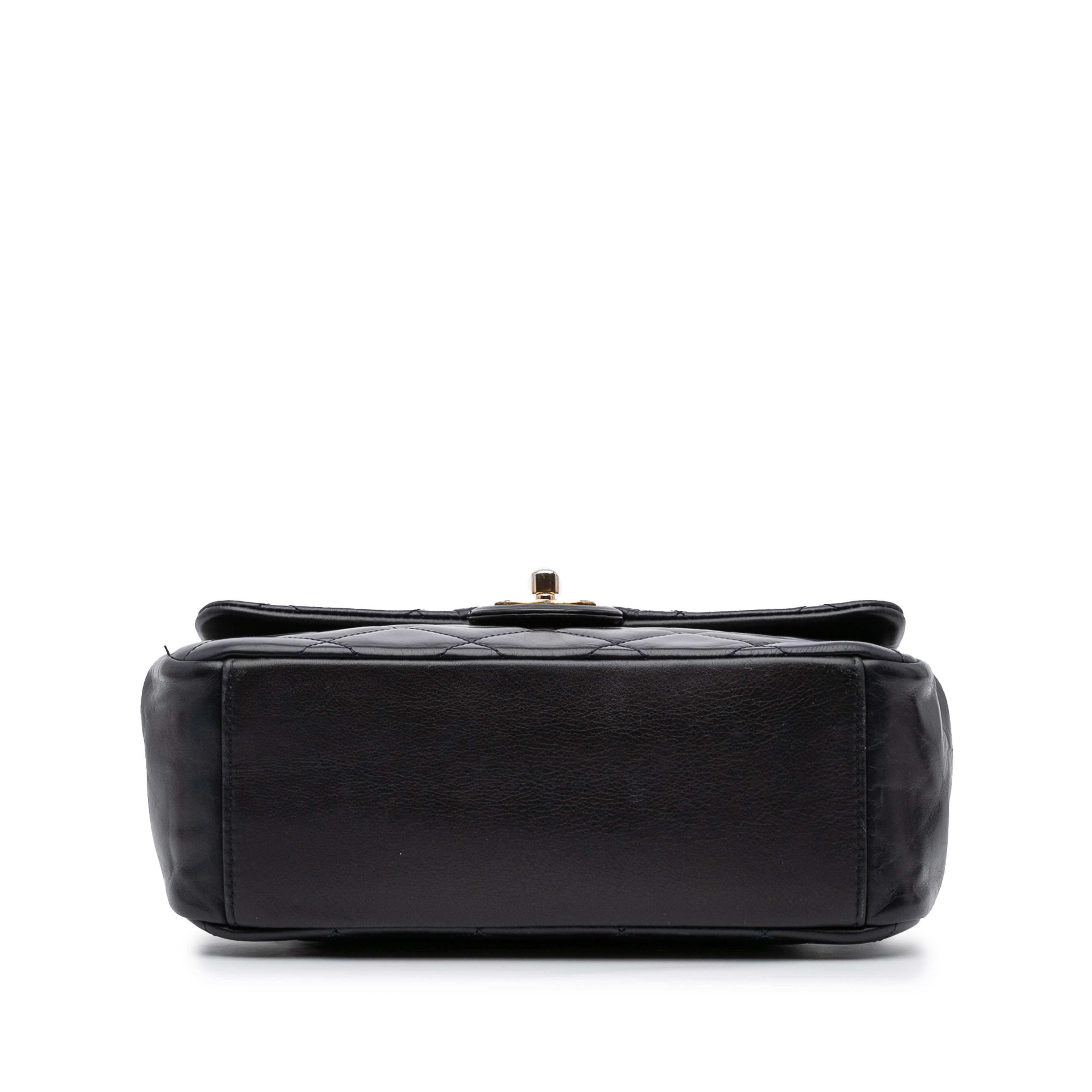 Chanel Medium Quilted Glazed Calfskin Gold Bar Top Handle Flap