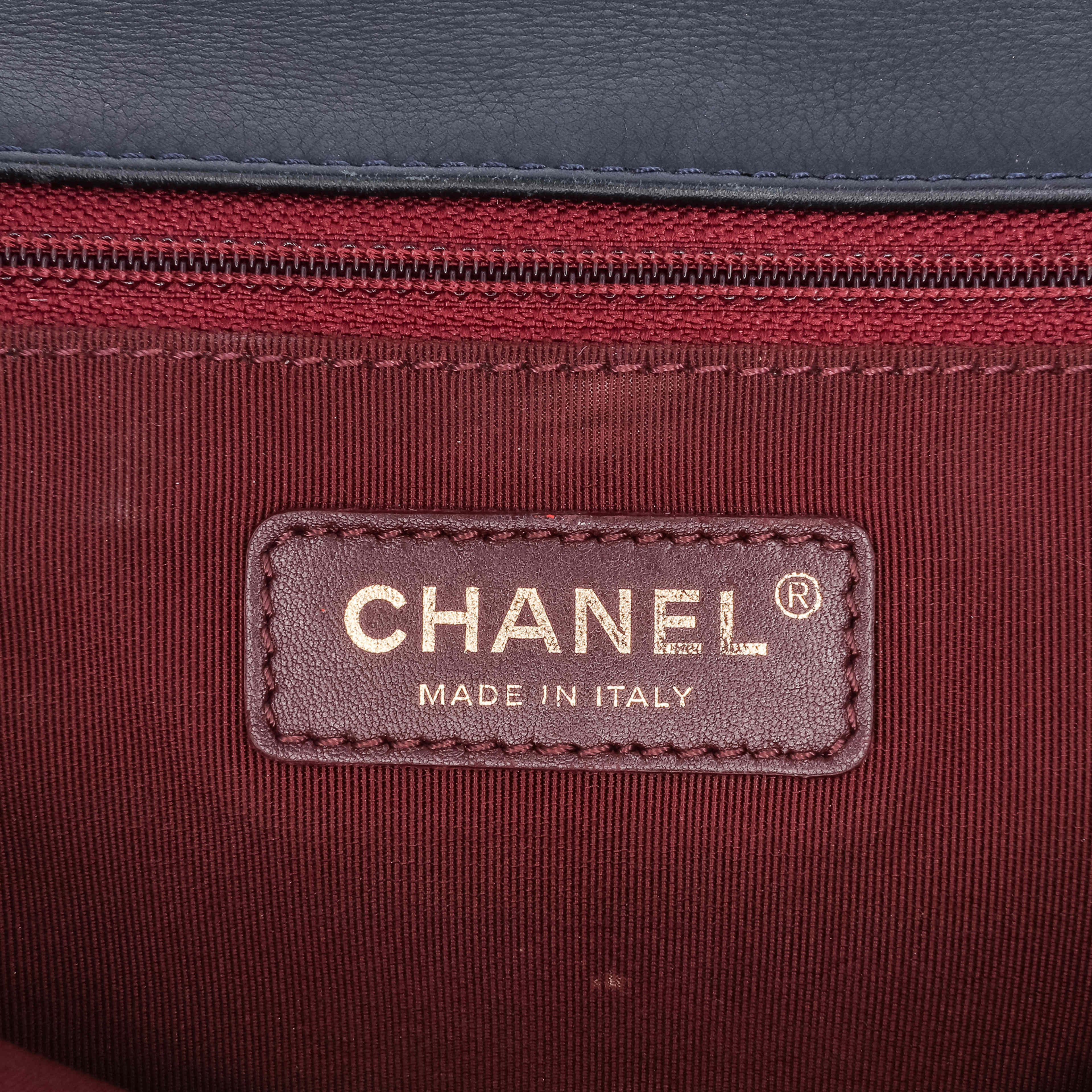 Chanel Medium Quilted Glazed Calfskin Gold Bar Top Handle Flap