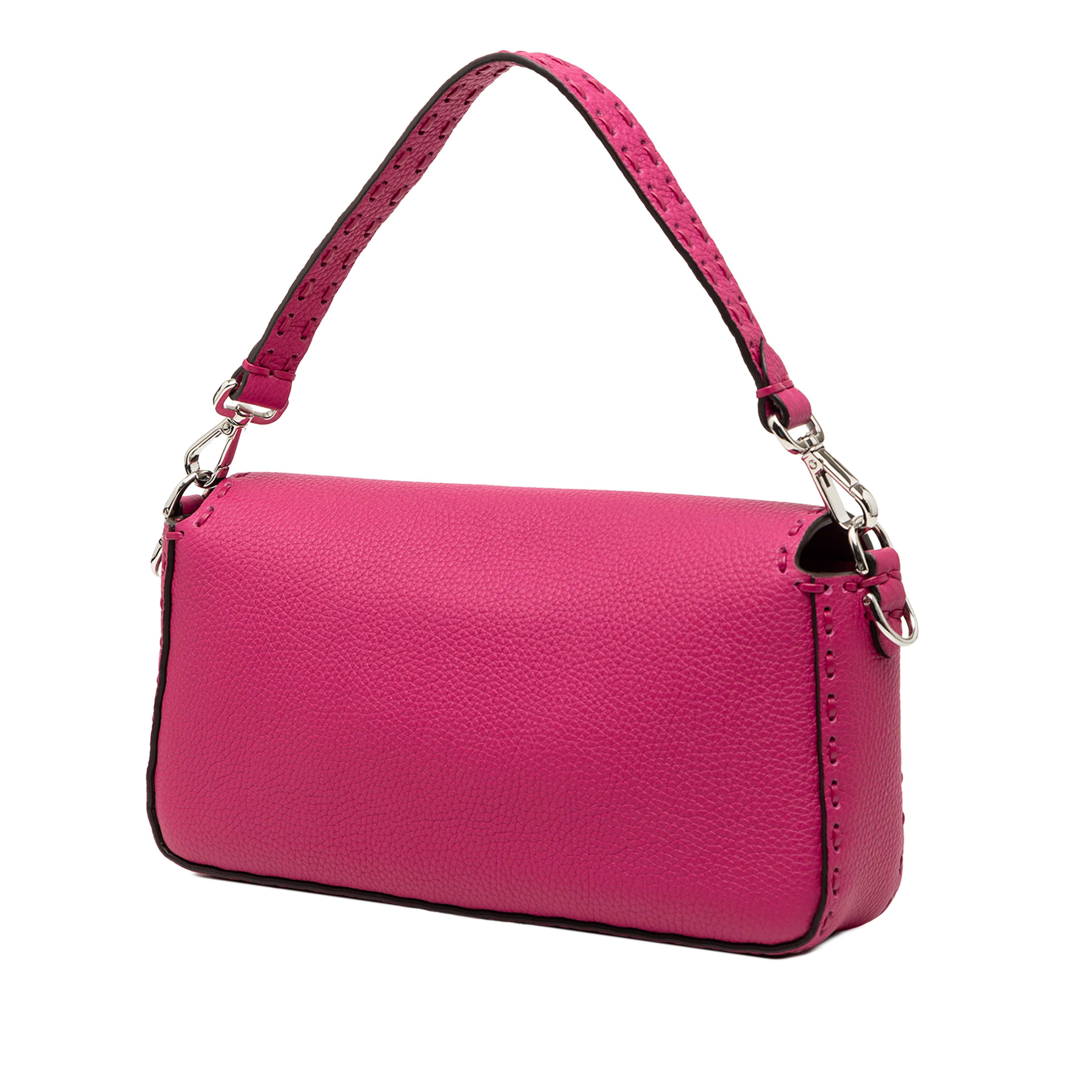 Fendi Leather Selleria Baguette Satchel, från Luxclusif, i färgen hot pink. Klicka för att öppna bilden i stort format
