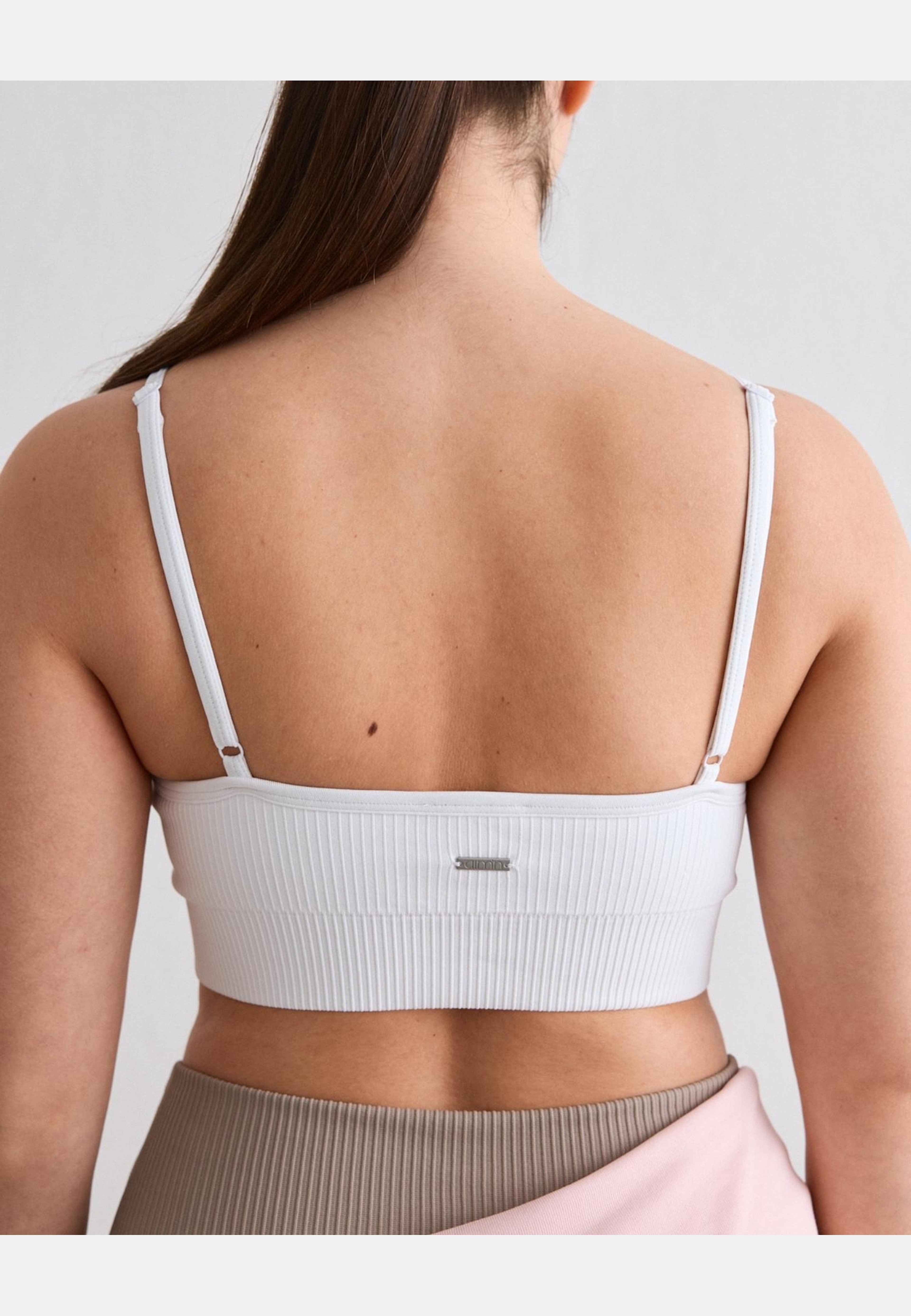 Ribbed Seamless Deep Cut Bra, från aim'n, i färgen white. Klicka för att öppna bilden i stort format