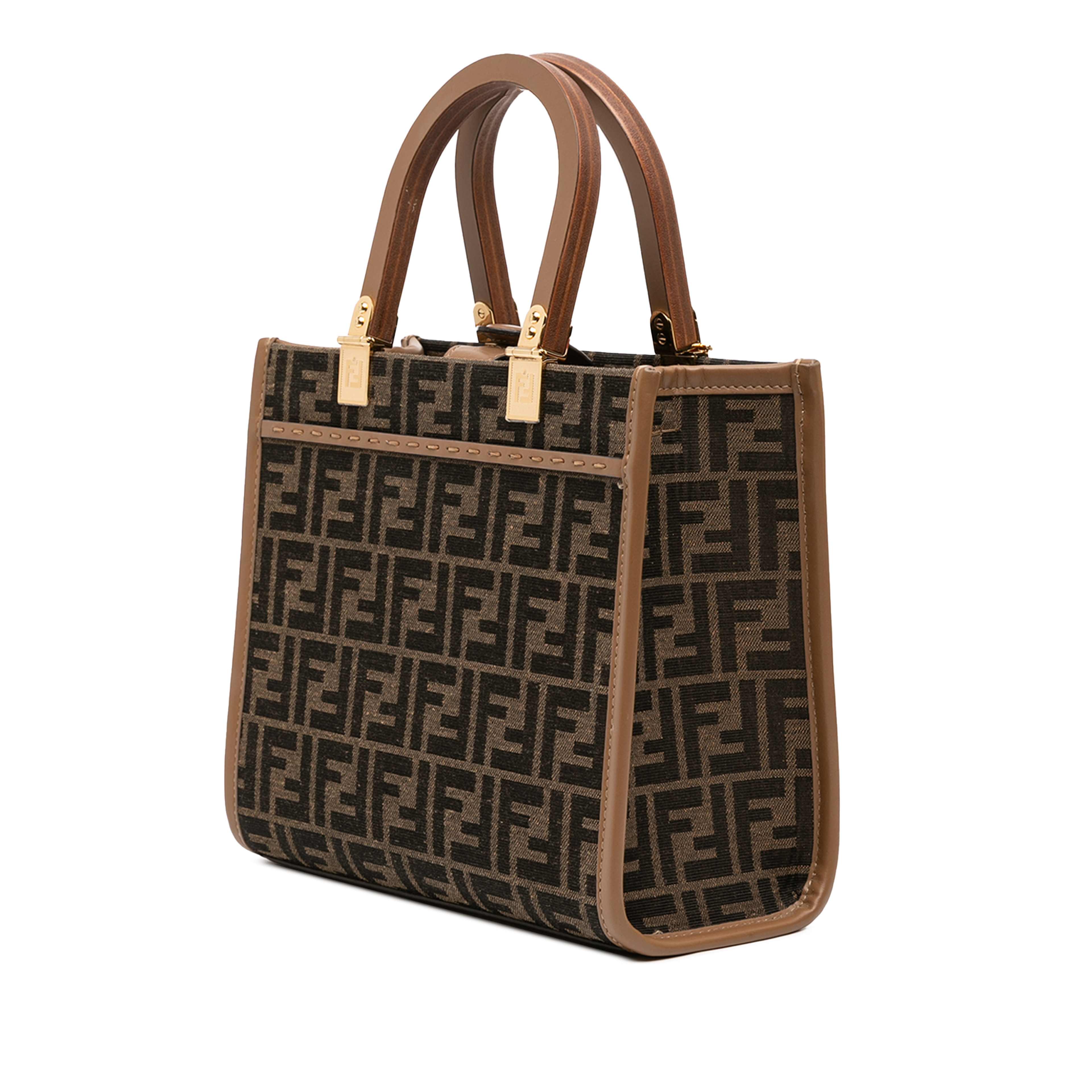 Fendi Small Zucca Canvas Sunshine Shopper Tote, från Luxclusif, i färgen brown. Klicka för att öppna bilden i stort format