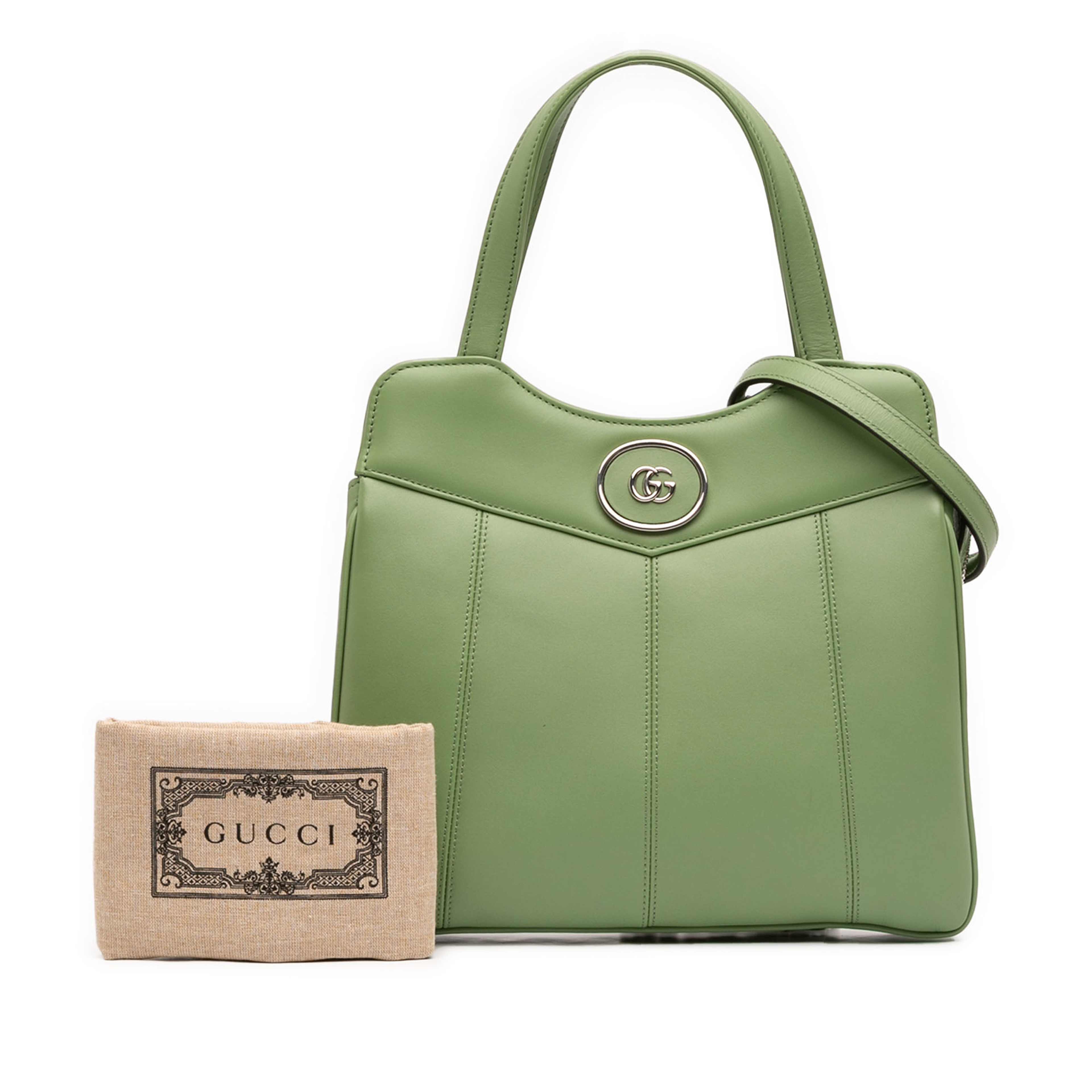 Gucci Small Leather Petite Gg Tote, från Luxclusif, i färgen grön. Klicka för att öppna bilden i stort format