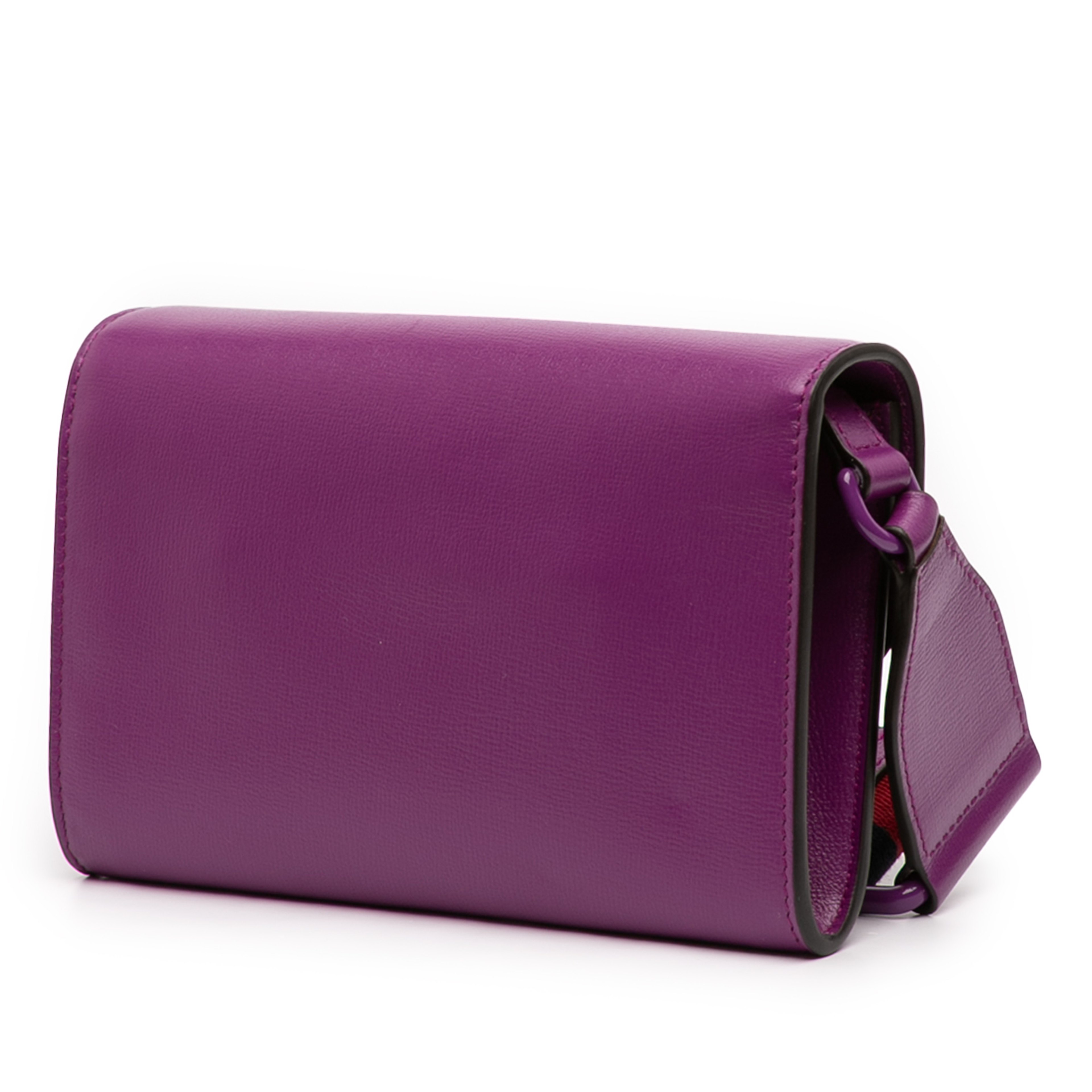 Gucci Mini Leather Horsebit 1955 Web Crossbody, från Luxclusif, i färgen purpur. Klicka för att öppna bilden i stort format