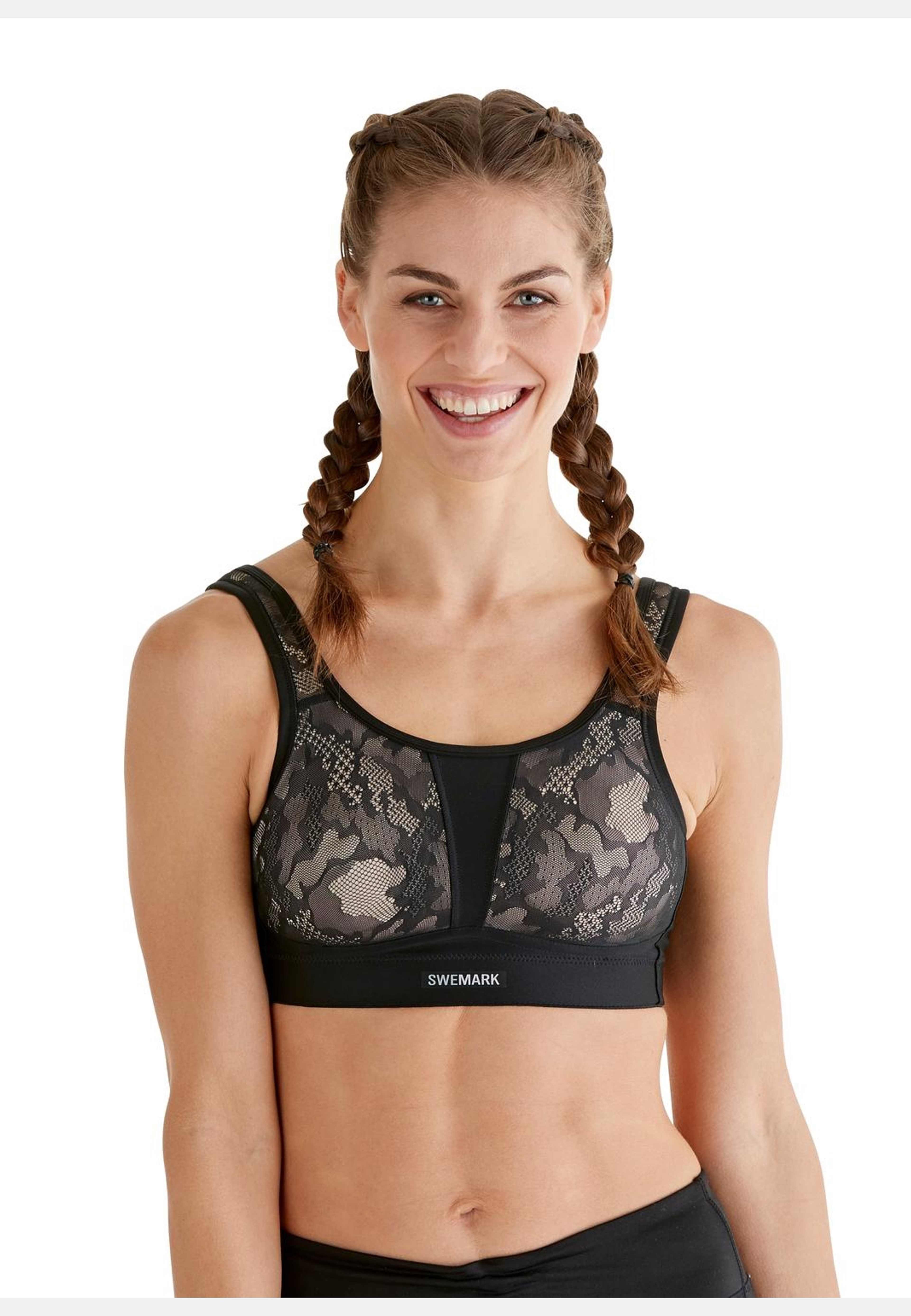Secure Sport-bh, från Swegmark, i färgen black/beige. Klicka för att öppna bilden i stort format