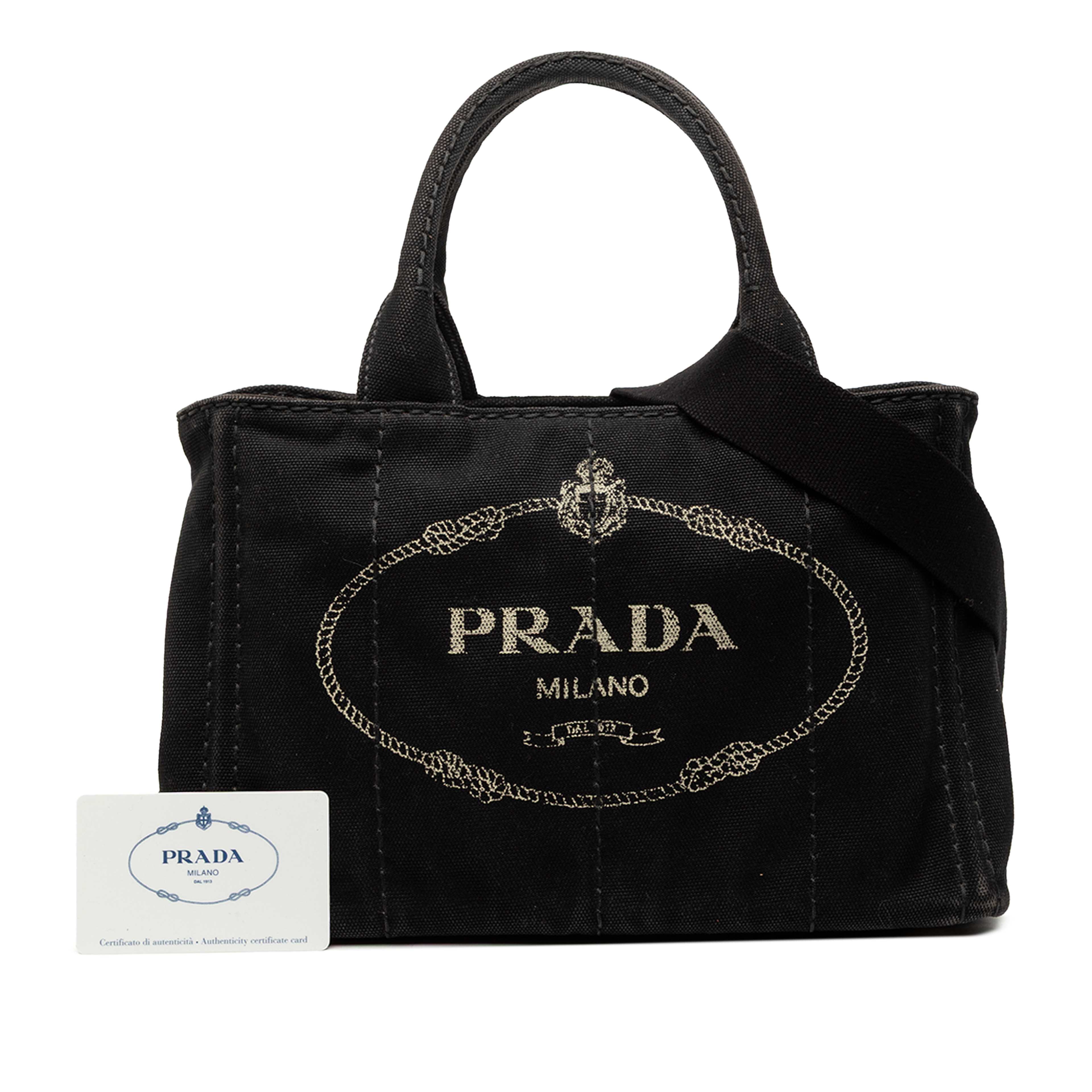 Prada Small Canvas Canapa Logo Satchel, från Luxclusif, i färgen svart. Klicka för att öppna bilden i stort format