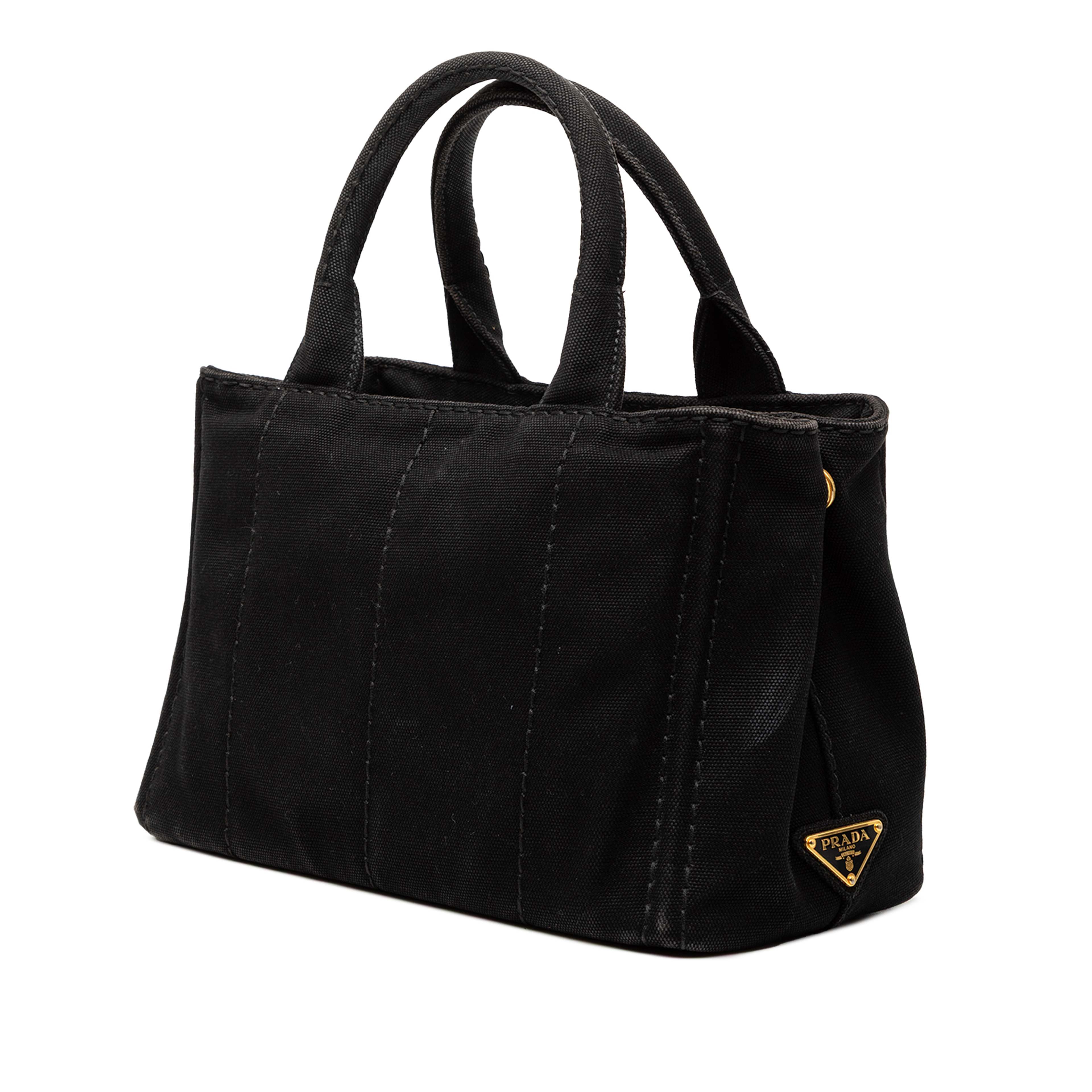 Prada Small Canvas Canapa Logo Satchel, från Luxclusif, i färgen black. Klicka för att öppna bilden i stort format