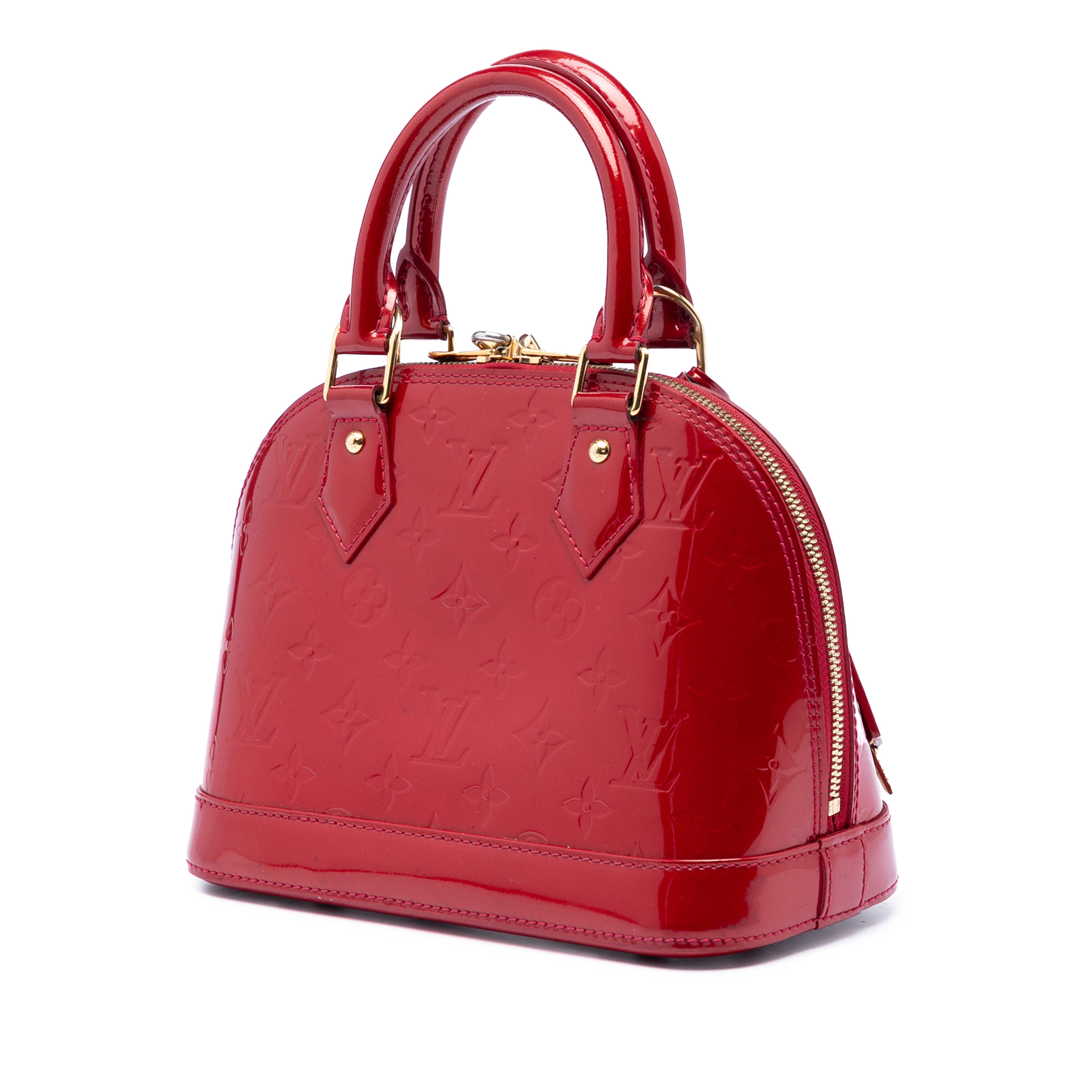 Louis Vuitton Monogram Vernis Alma Bb, från Luxclusif, i färgen röd. Klicka för att öppna bilden i stort format