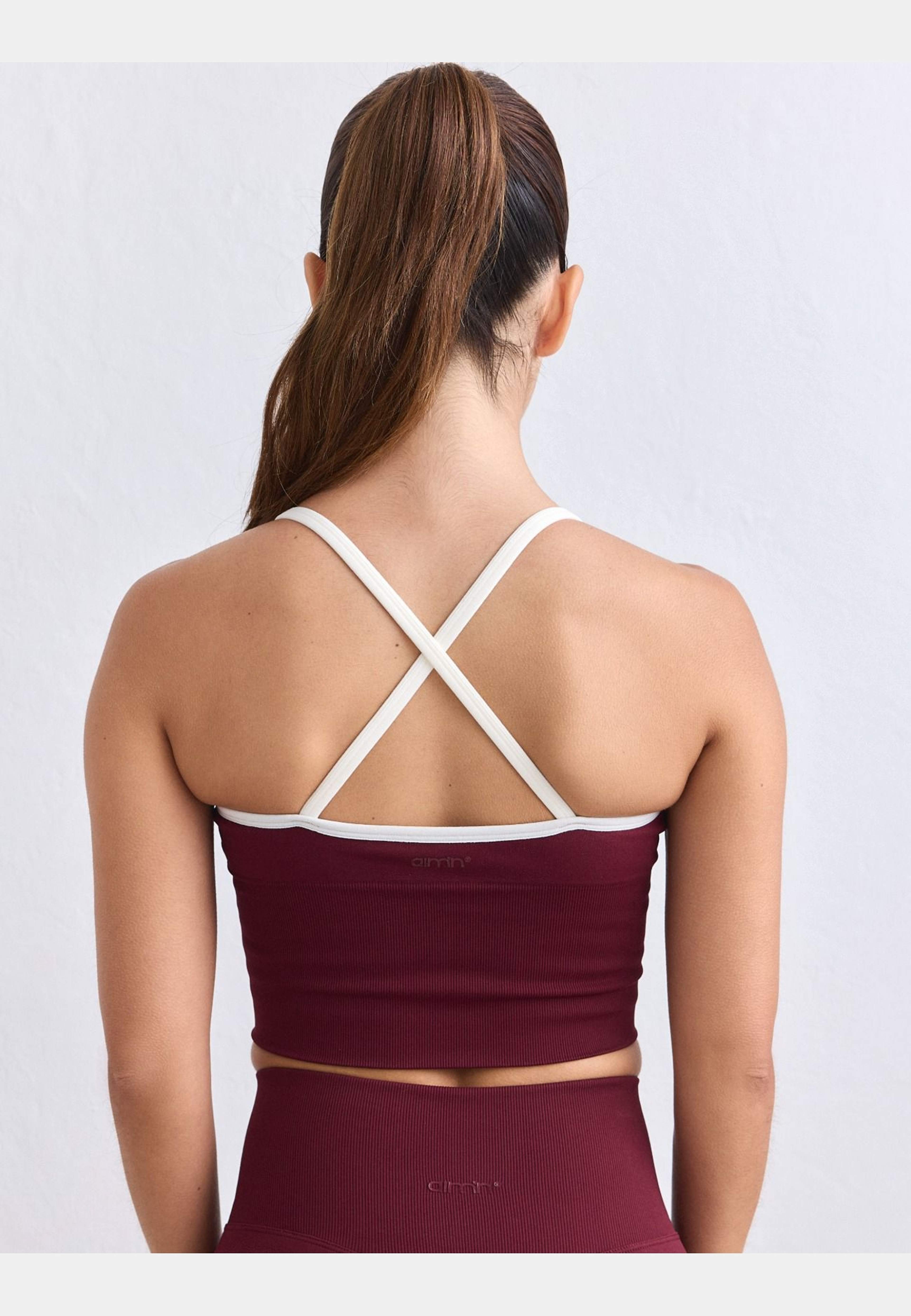 Shape Seamless Cross Back Bralette, från aim'n, i färgen merlot. Klicka för att öppna bilden i stort format