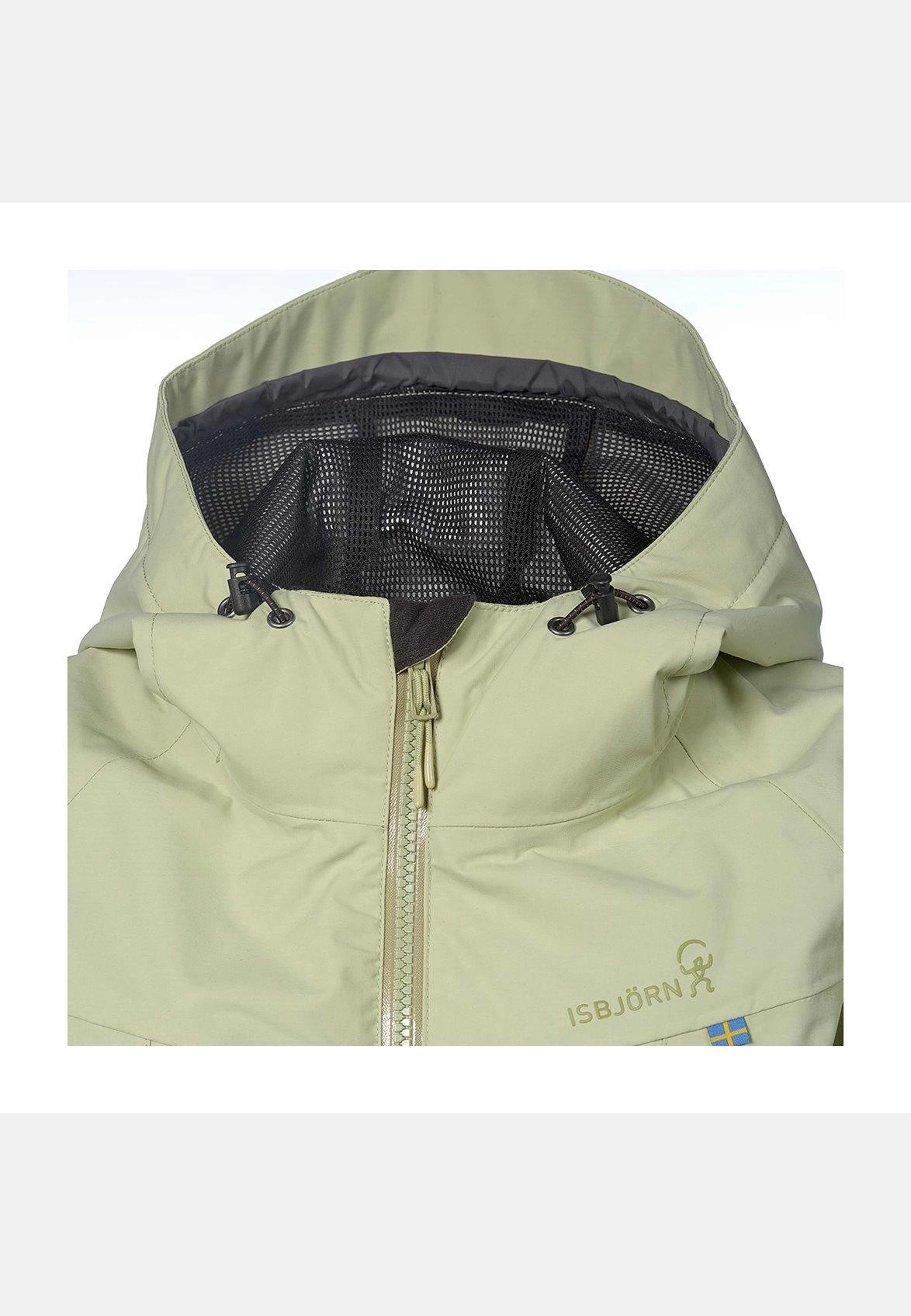 Monsune Hardshell Jacket, från ISBJÖRN of Sweden, i färgen forest dew. Klicka för att öppna bilden i stort format