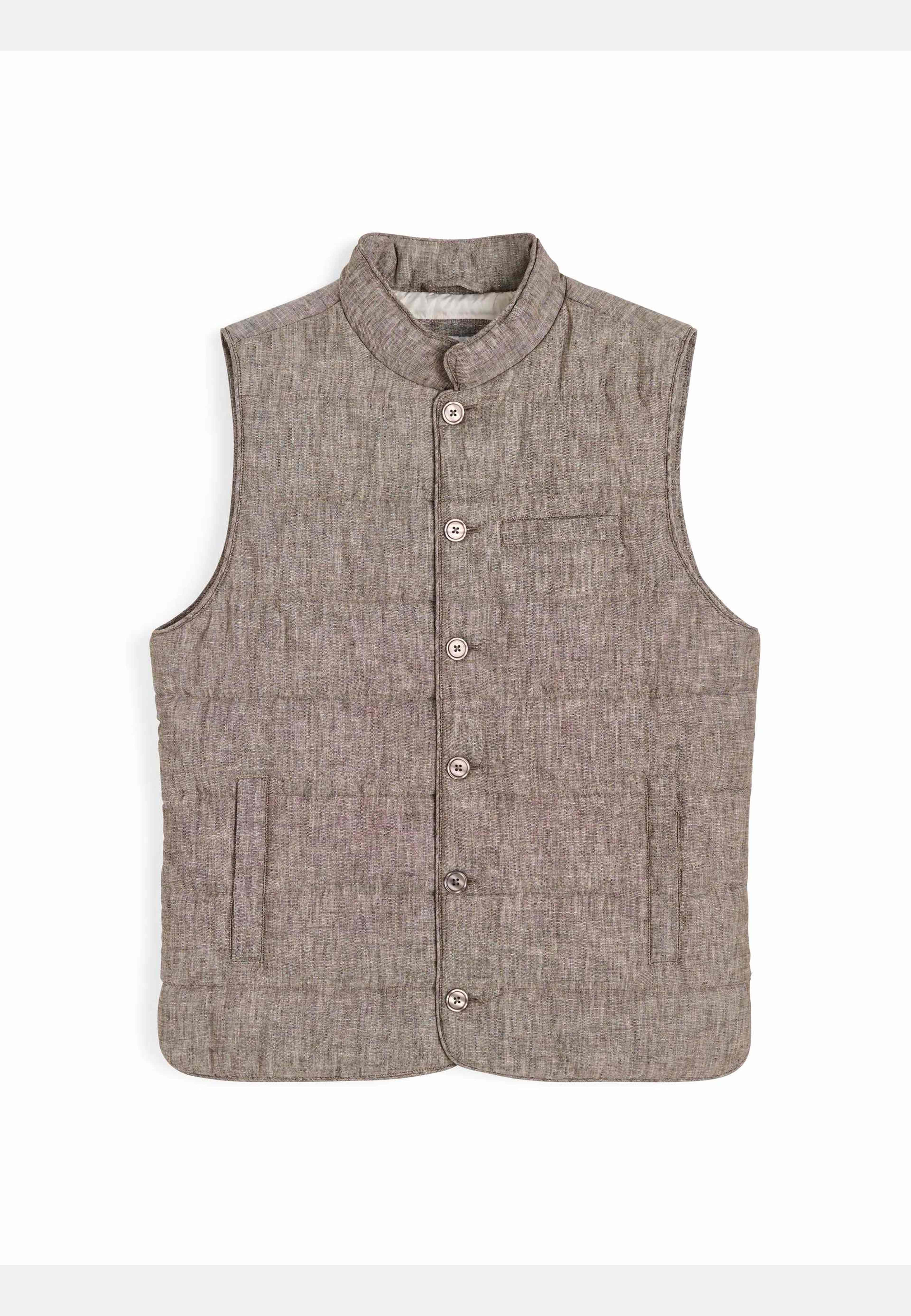 Linen Padded Vest, från John Henric, i färgen brown. Klicka för att öppna bilden i stort format