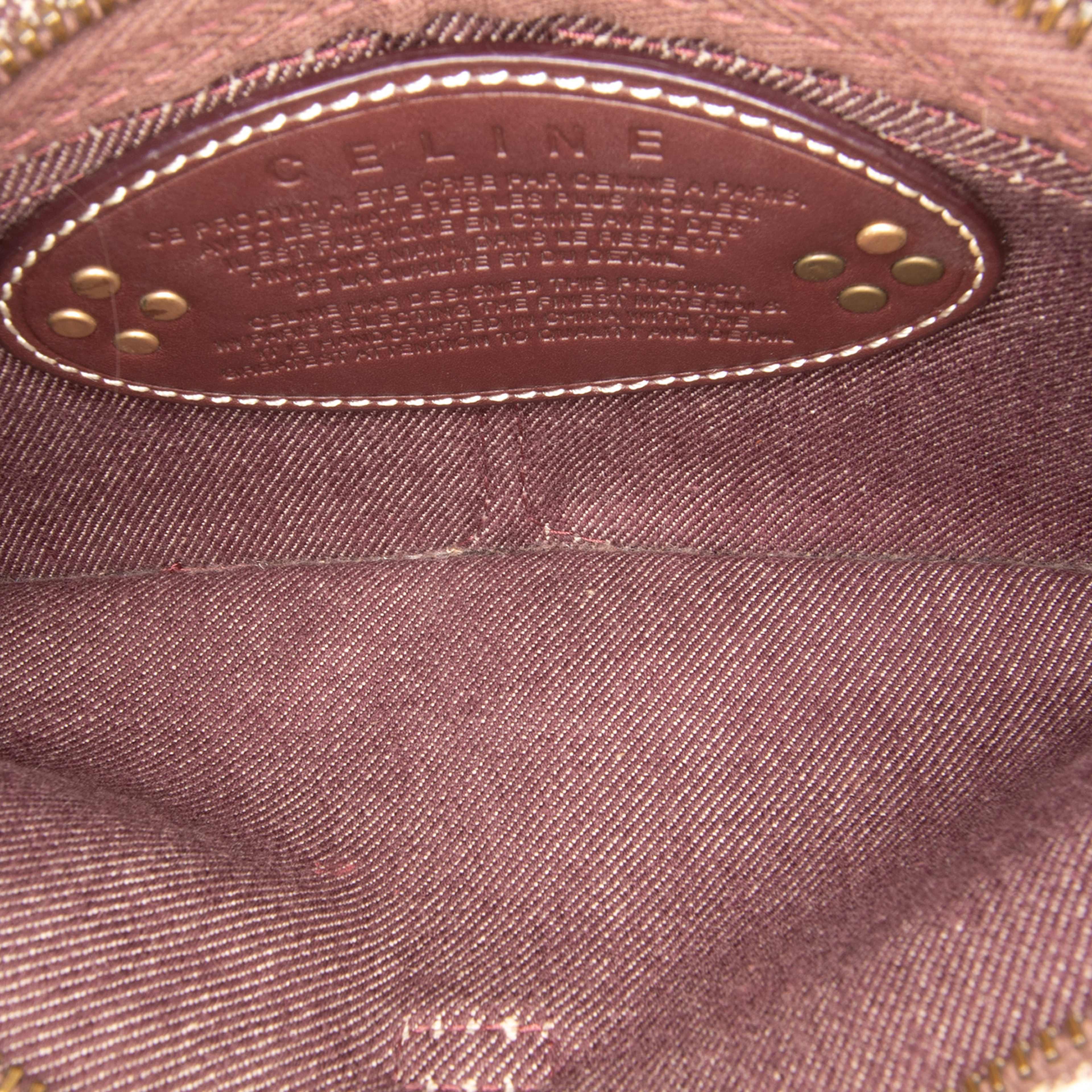 Celine Macadam Denim Double Pocket Belt Bag, från Luxclusif, i färgen brown. Klicka för att öppna bilden i stort format