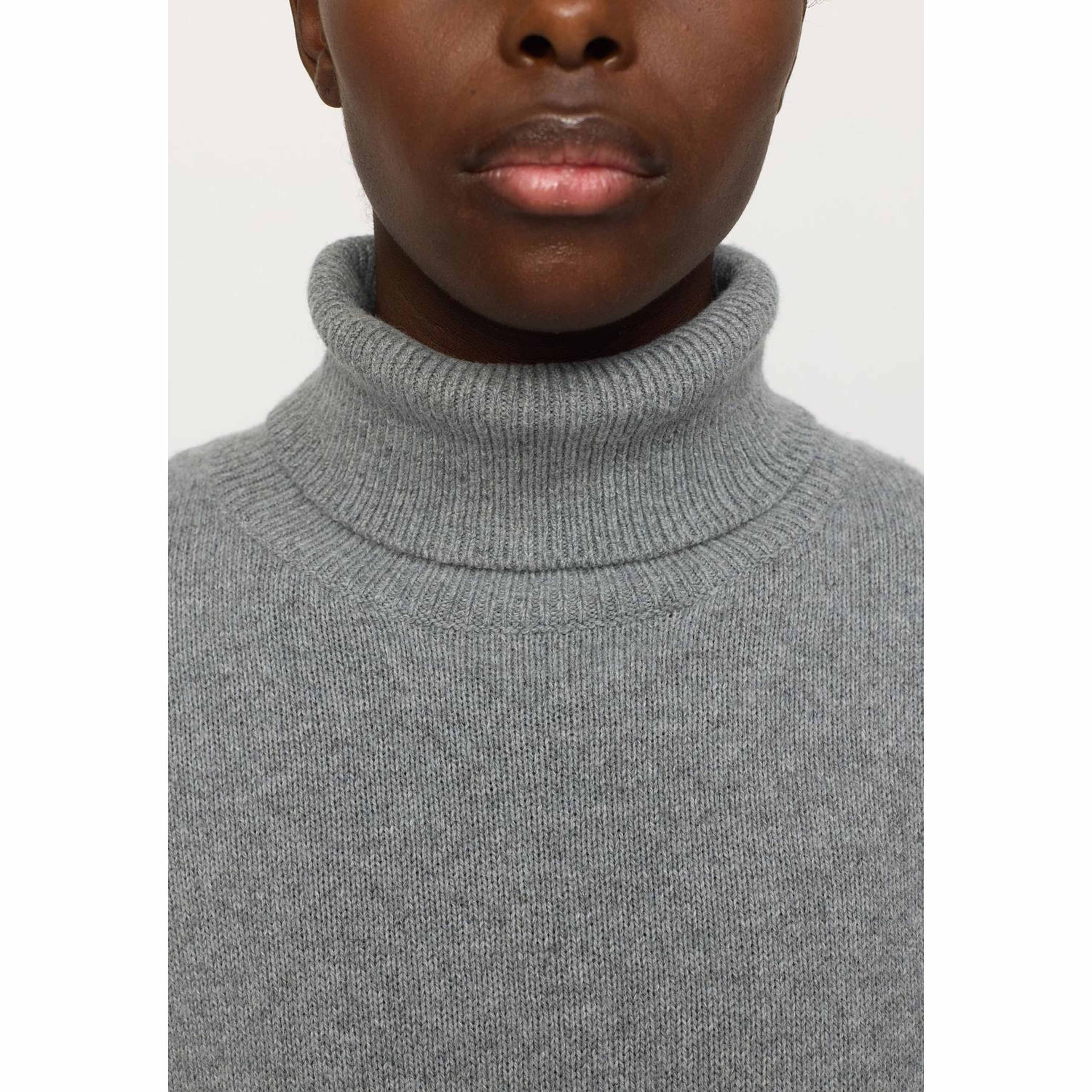 Srluni Rollneck Knit - Medium Grey Melange