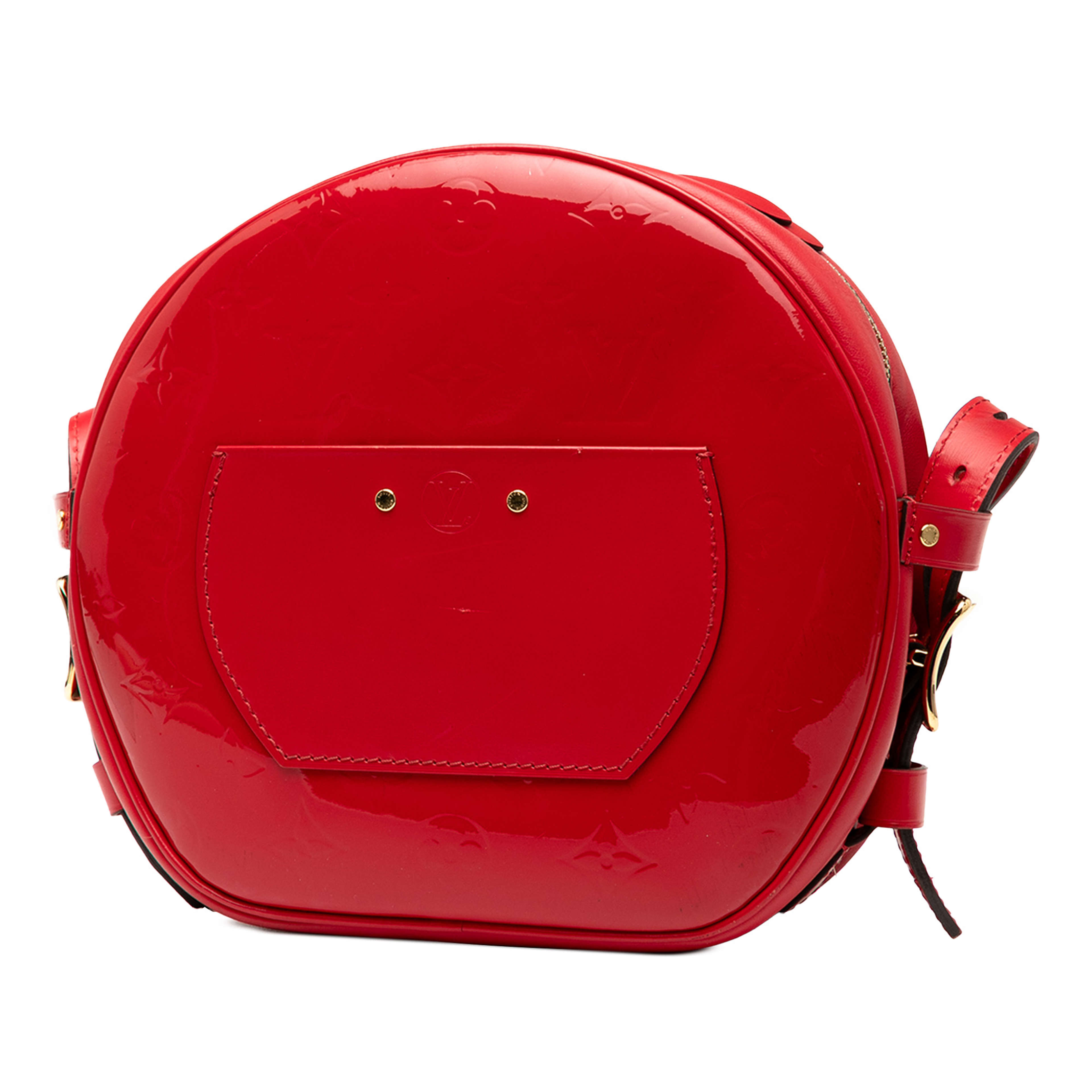 Louis Vuitton Monogram Vernis Boite Chapeau Souple Pm, från Luxclusif, i färgen röd. Klicka för att öppna bilden i stort format