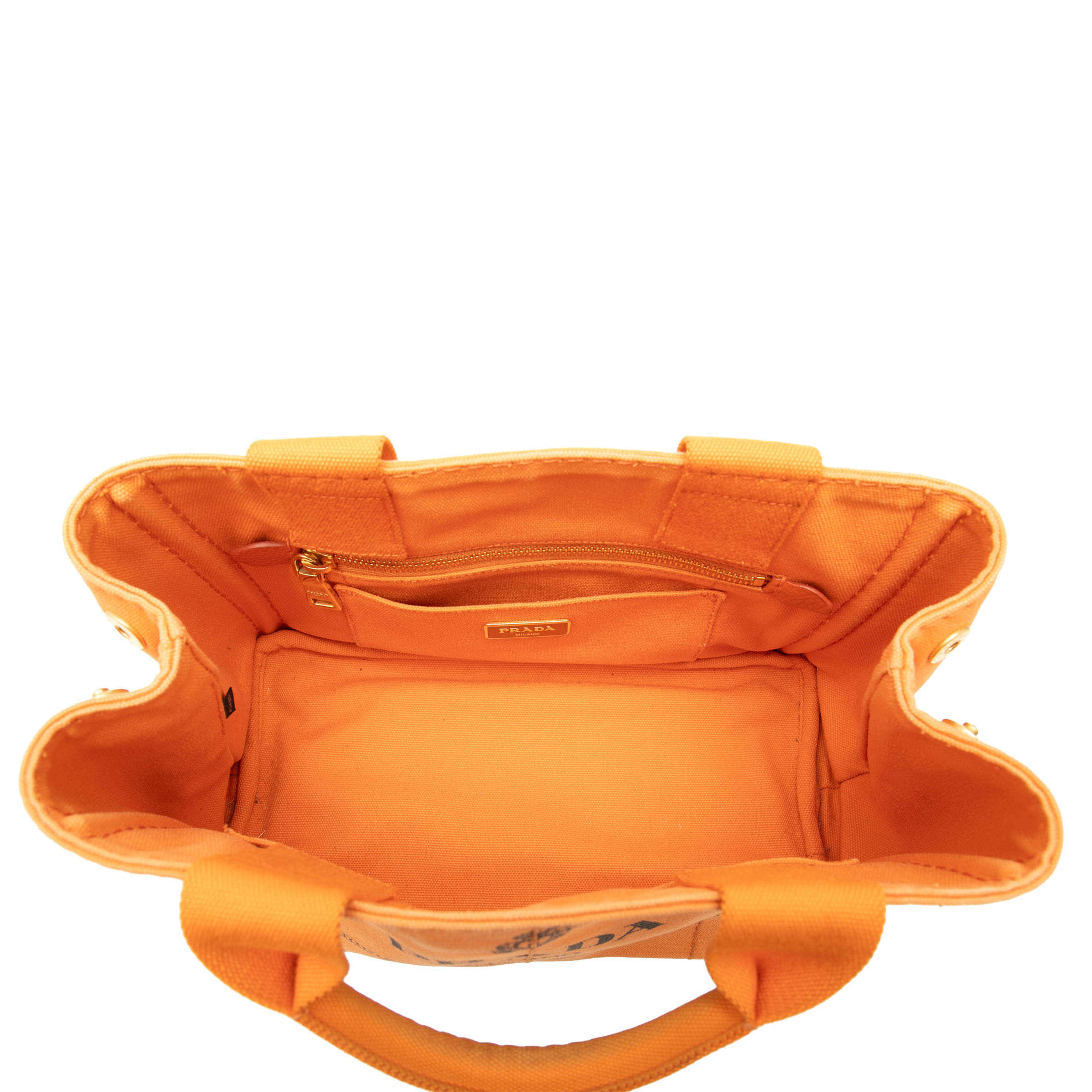 Prada Small Canvas Canapa Logo Satchel, från Luxclusif, i färgen light orange. Klicka för att öppna bilden i stort format