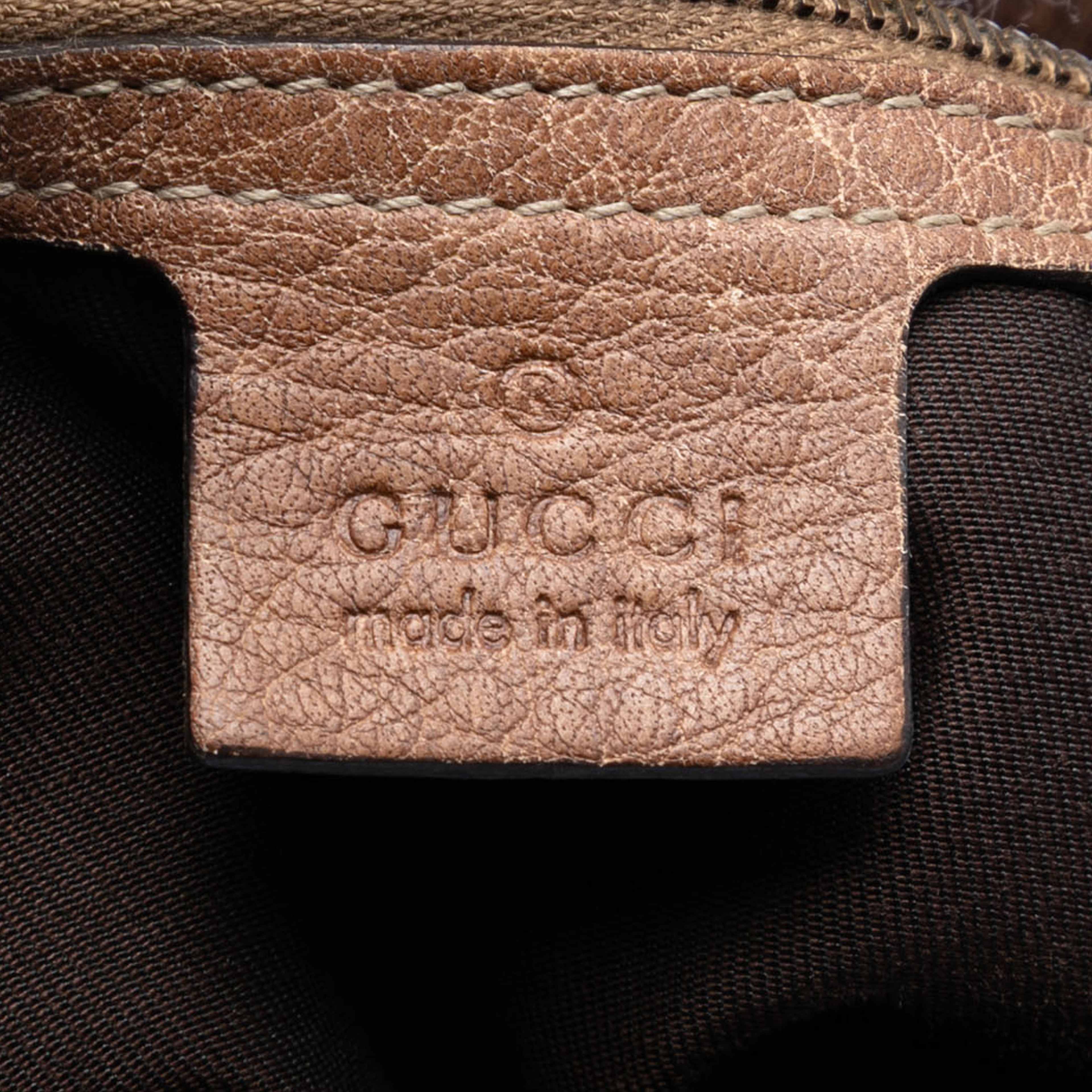 Gucci Large Leather New Pelham Satchel, från Luxclusif, i färgen brown. Klicka för att öppna bilden i stort format