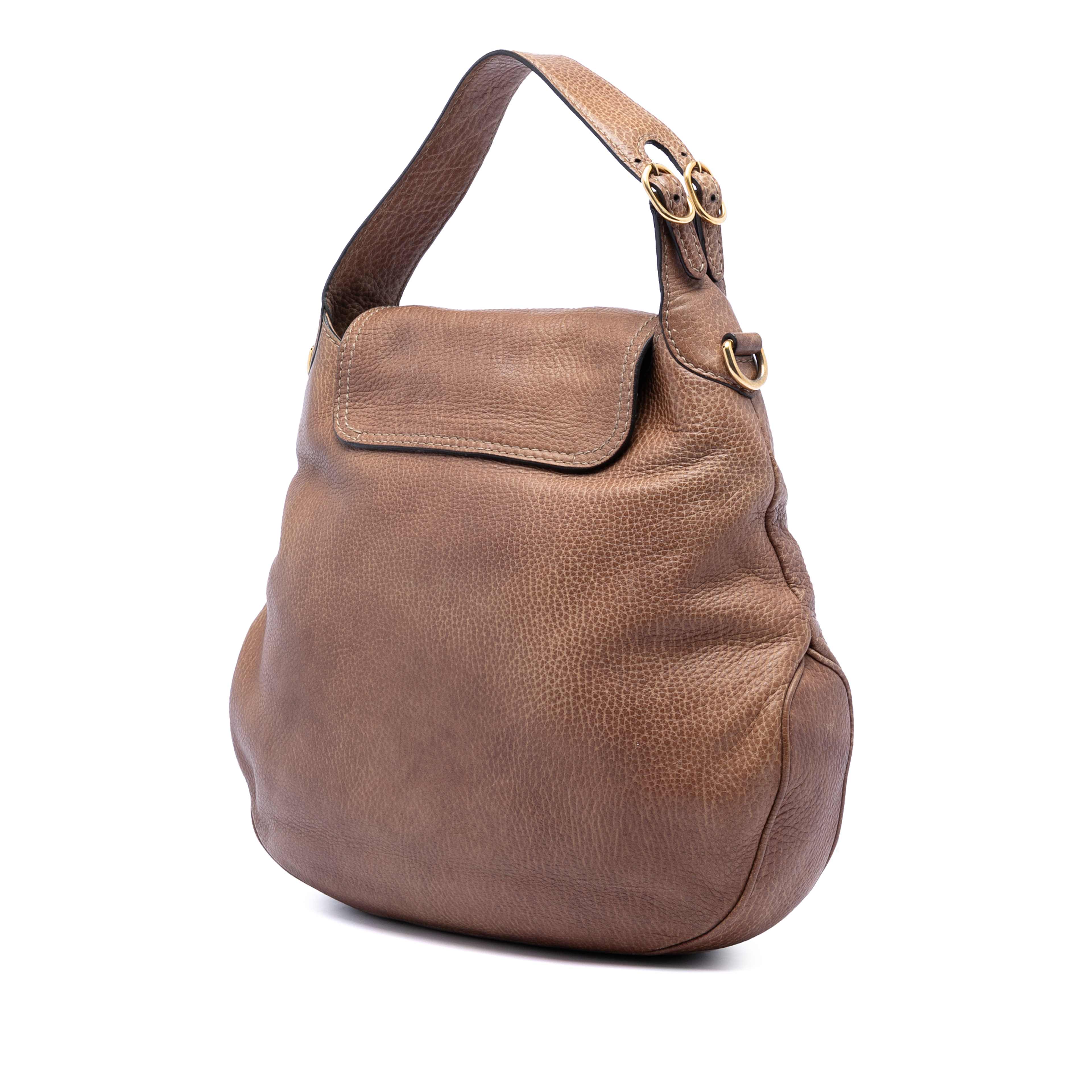 Gucci Large Leather New Pelham Satchel, från Luxclusif, i färgen brown. Klicka för att öppna bilden i stort format