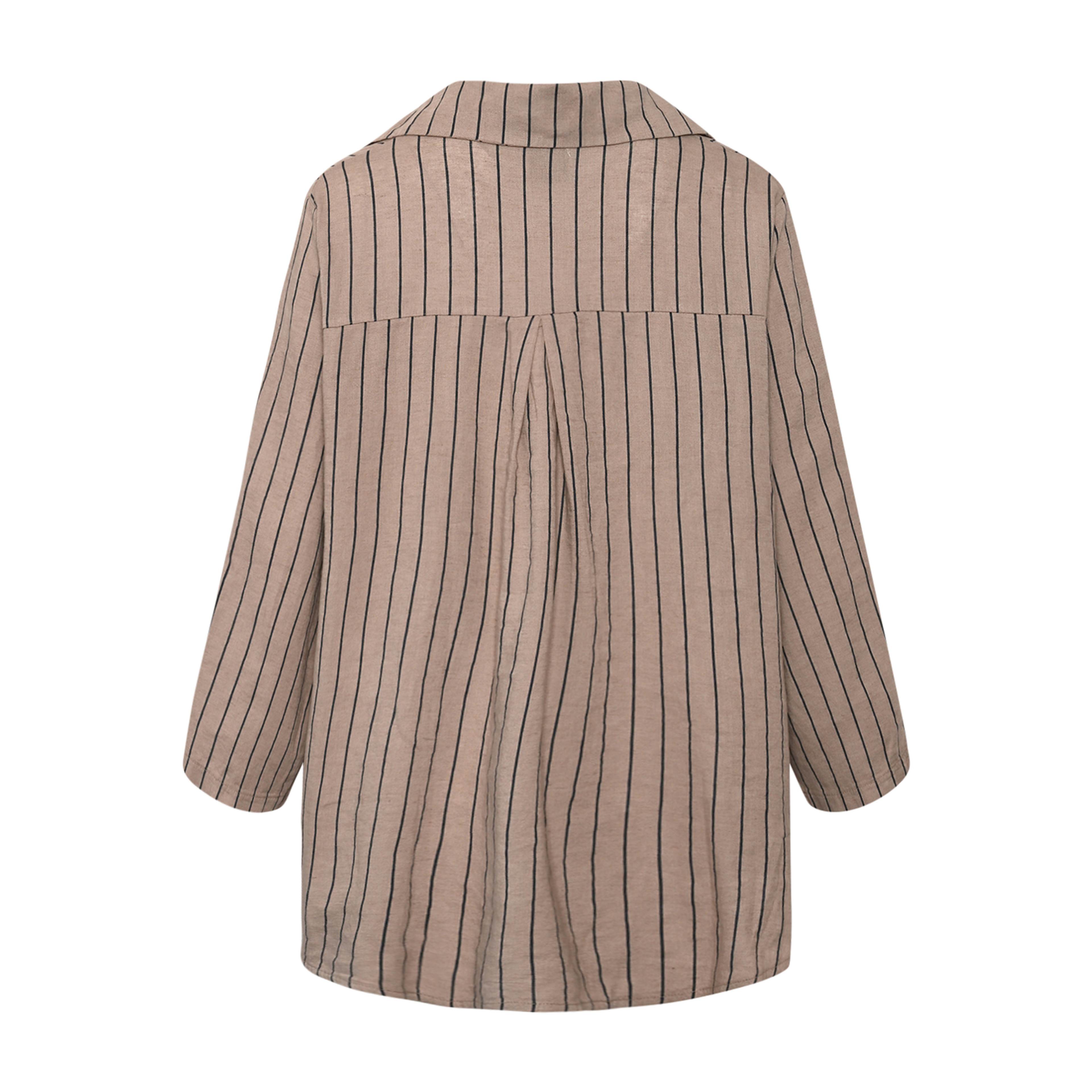 Inez, Shirt - Nougat/navy Stripes