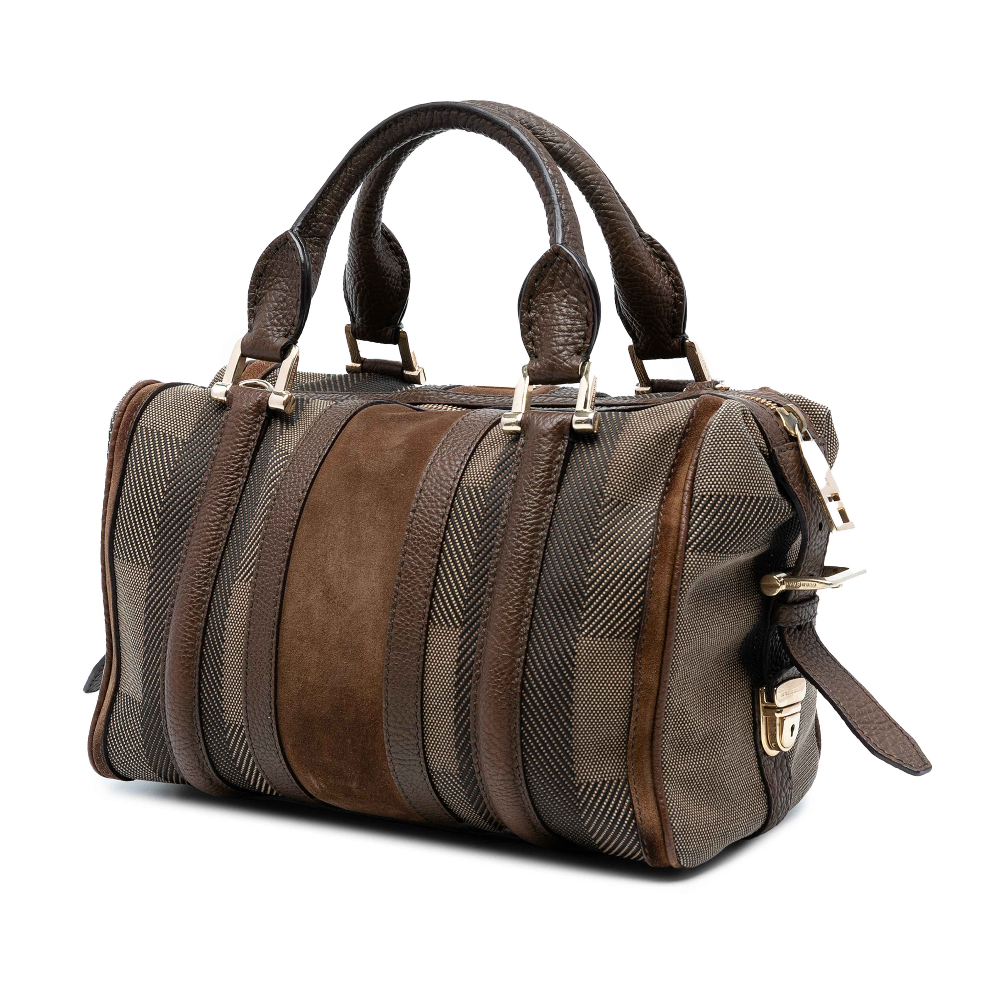 Burberry Canvas Nevinson Bowling Bag, från Luxclusif, i färgen brown. Klicka för att öppna bilden i stort format