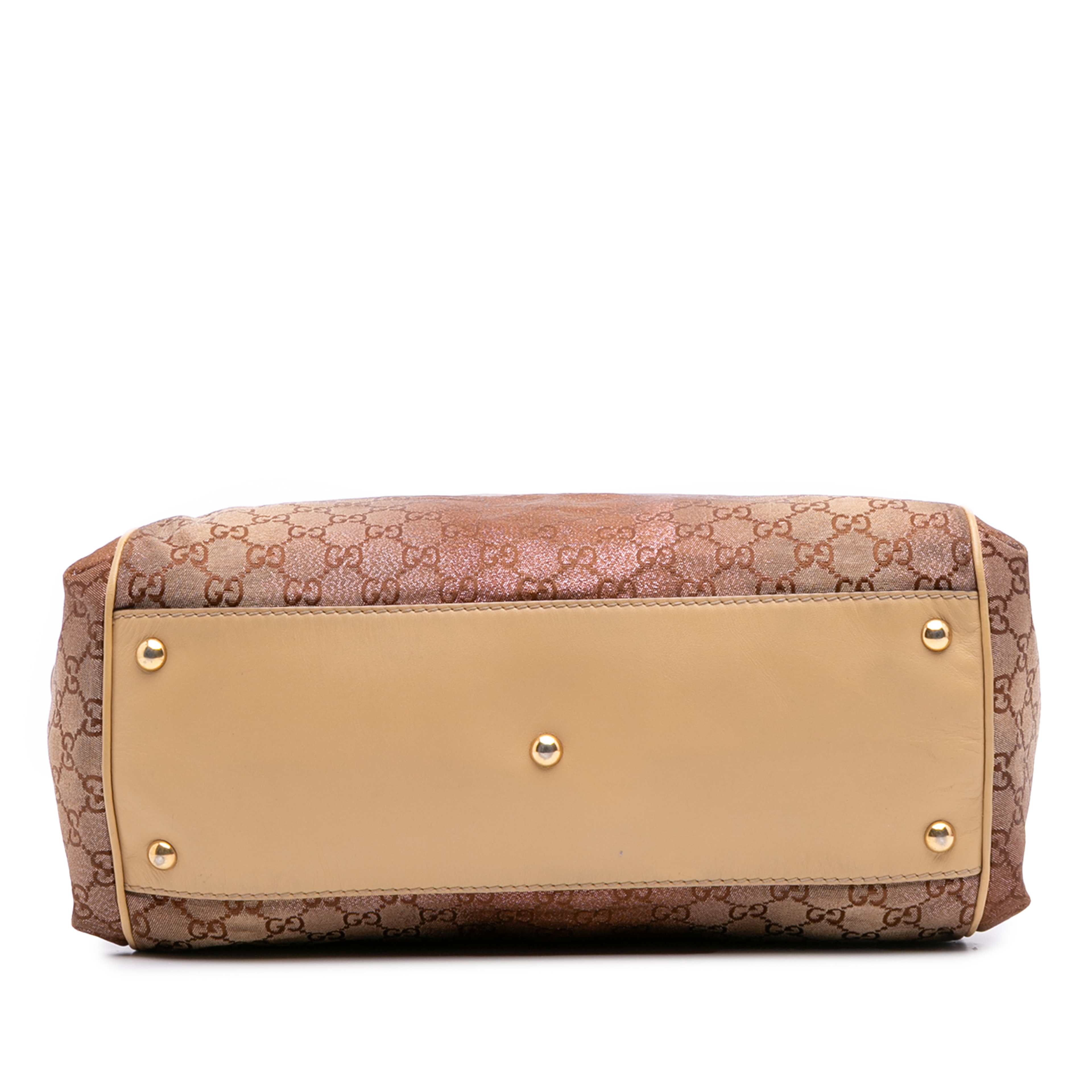 Gucci Medium Gg Lurex Scarlett Satchel, från Luxclusif, i färgen brown. Klicka för att öppna bilden i stort format