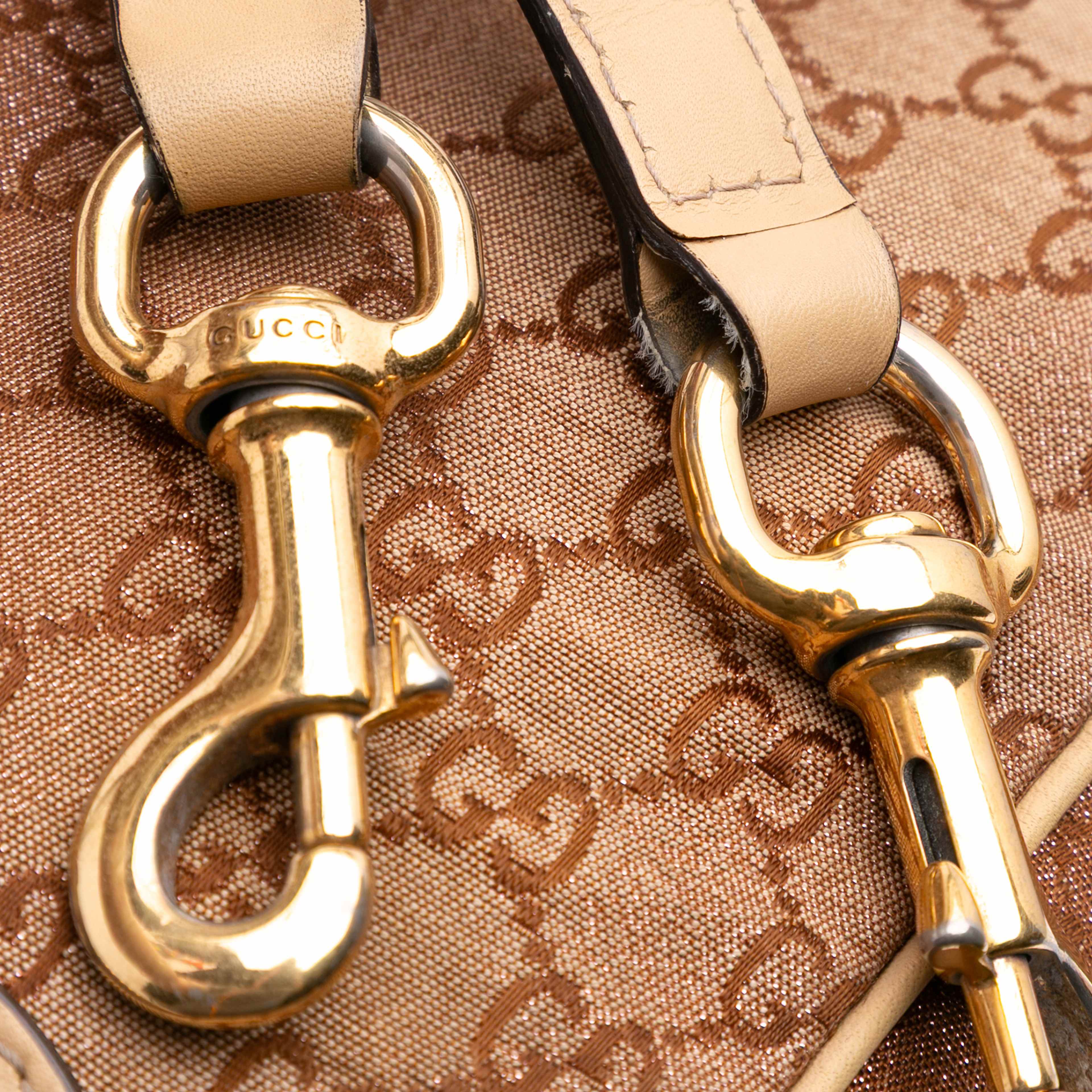 Gucci Medium Gg Lurex Scarlett Satchel, från Luxclusif, i färgen brown. Klicka för att öppna bilden i stort format