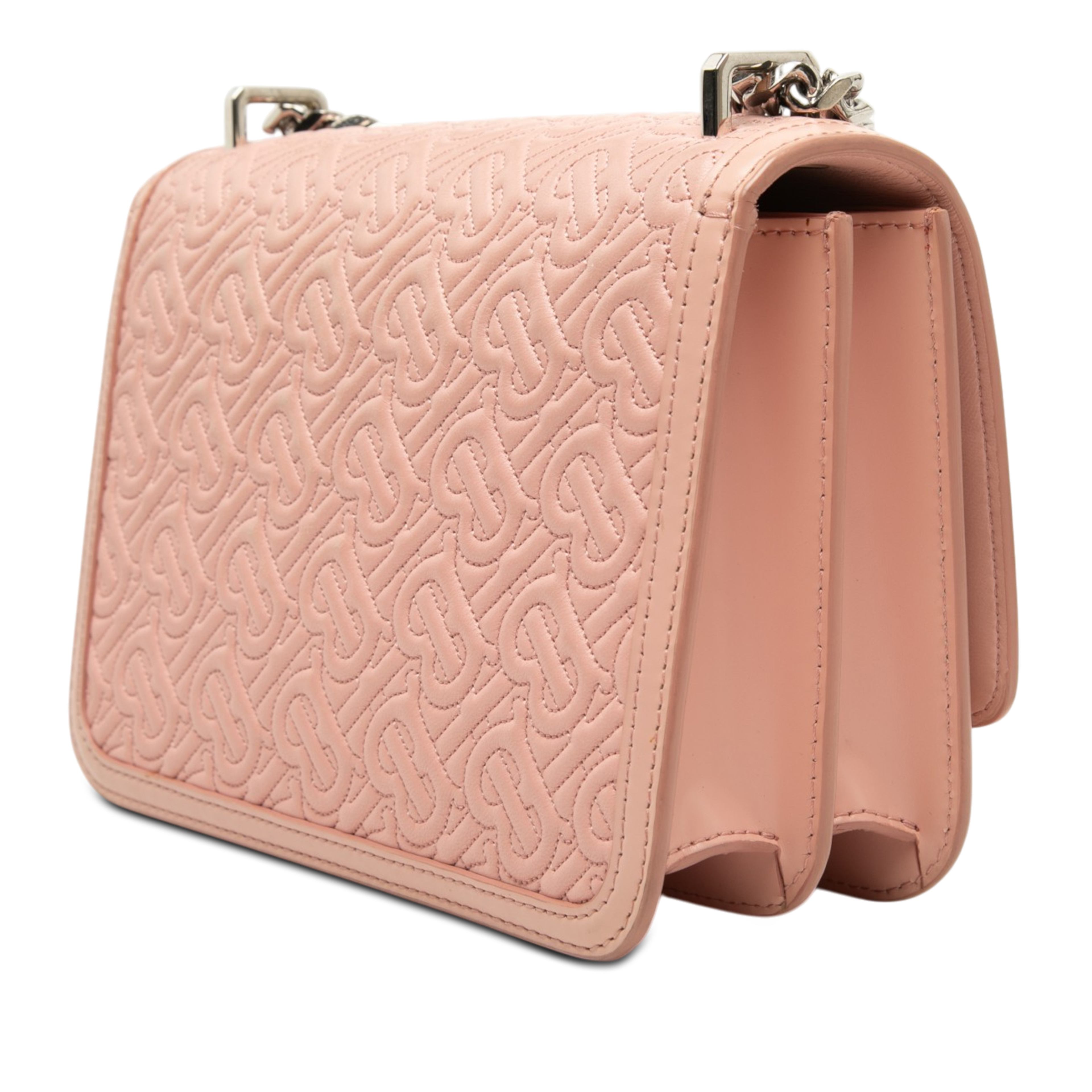 Burberry Small Tb Monogram Embossed Calfskin Chain Shoulder Bag, från Luxclusif, i färgen rosa. Klicka för att öppna bilden i stort format