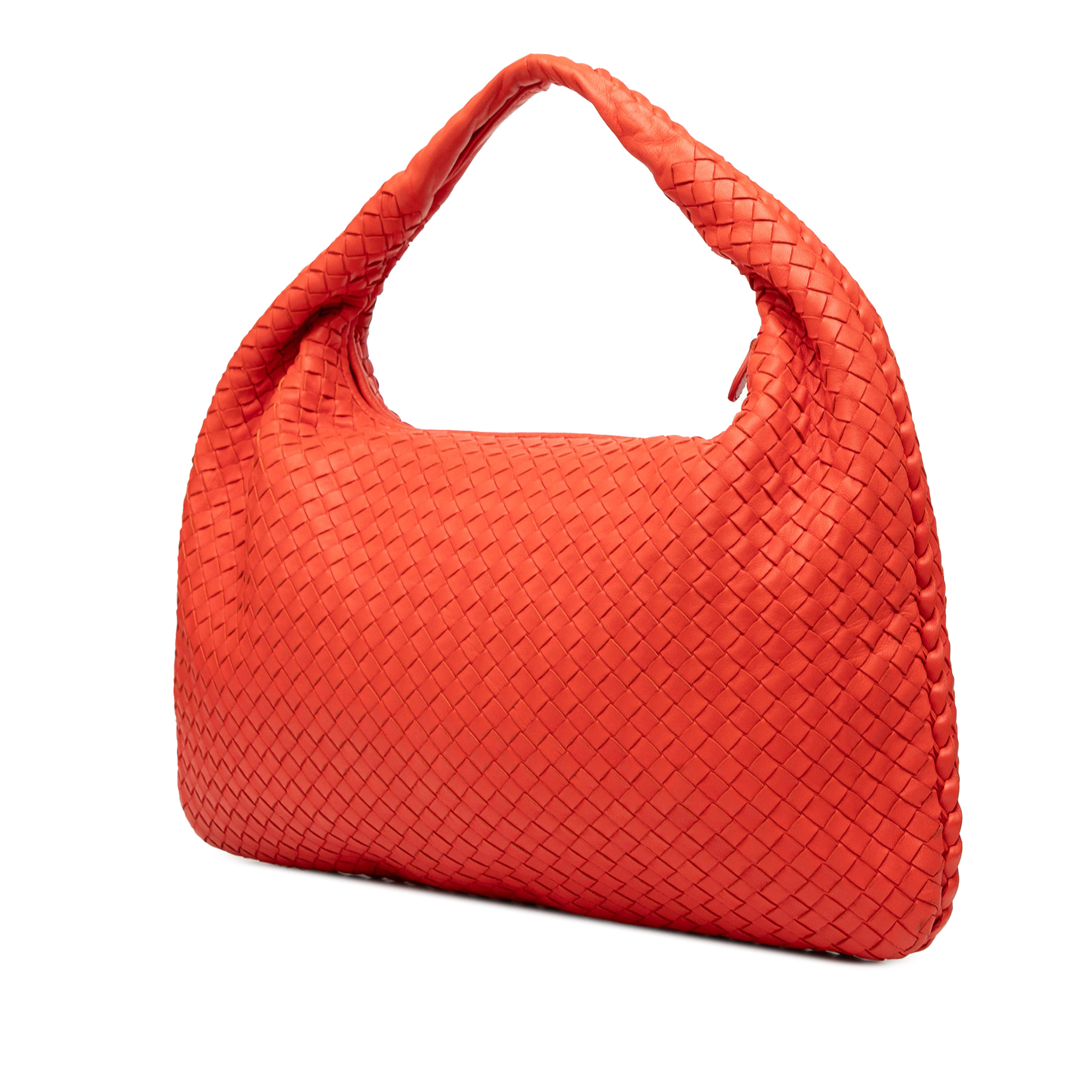 Bottega Veneta Medium Nappa Intrecciato Veneta Hobo, från Luxclusif, i färgen dark orange. Klicka för att öppna bilden i stort format