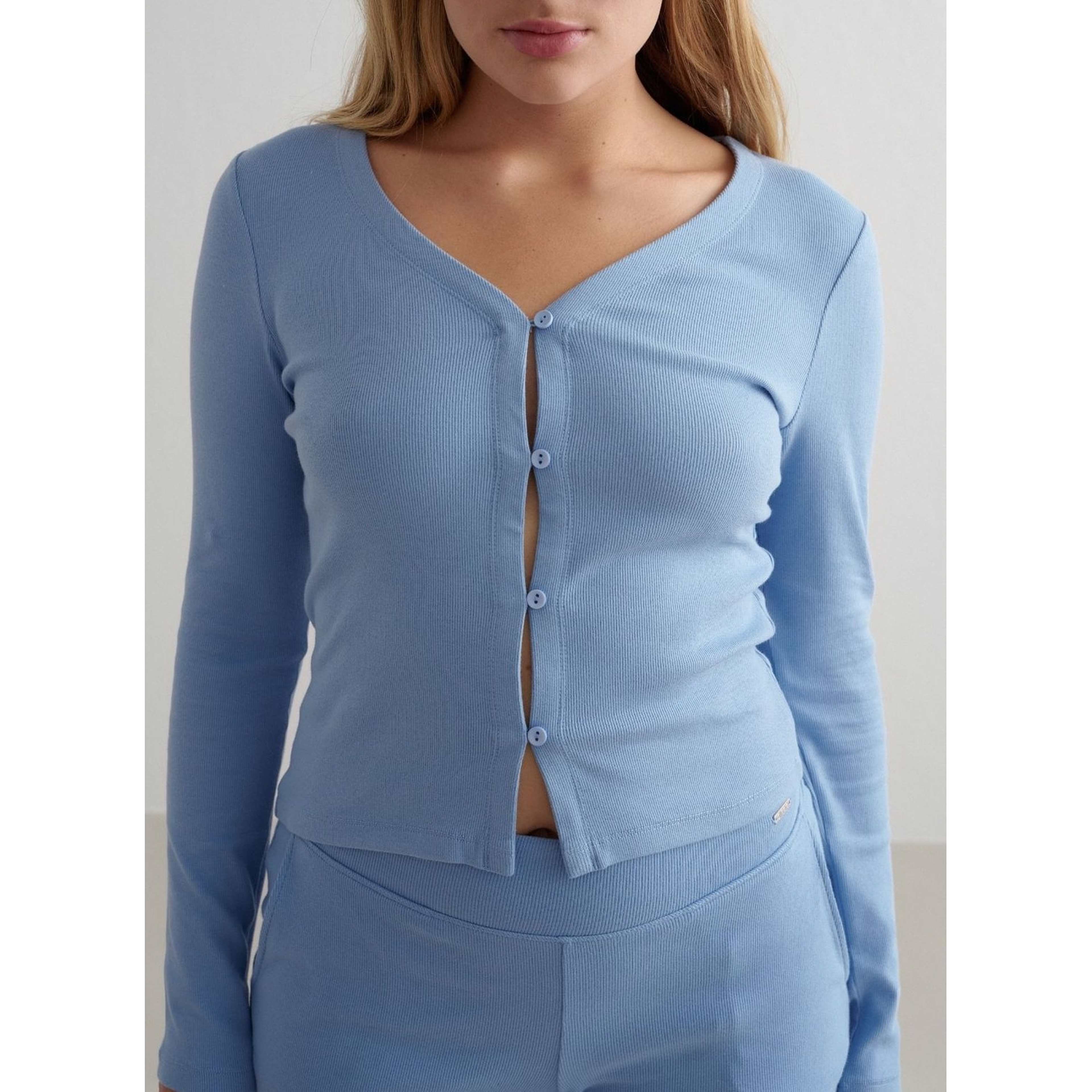 Blue Mist Ease Ribbed Cardigan