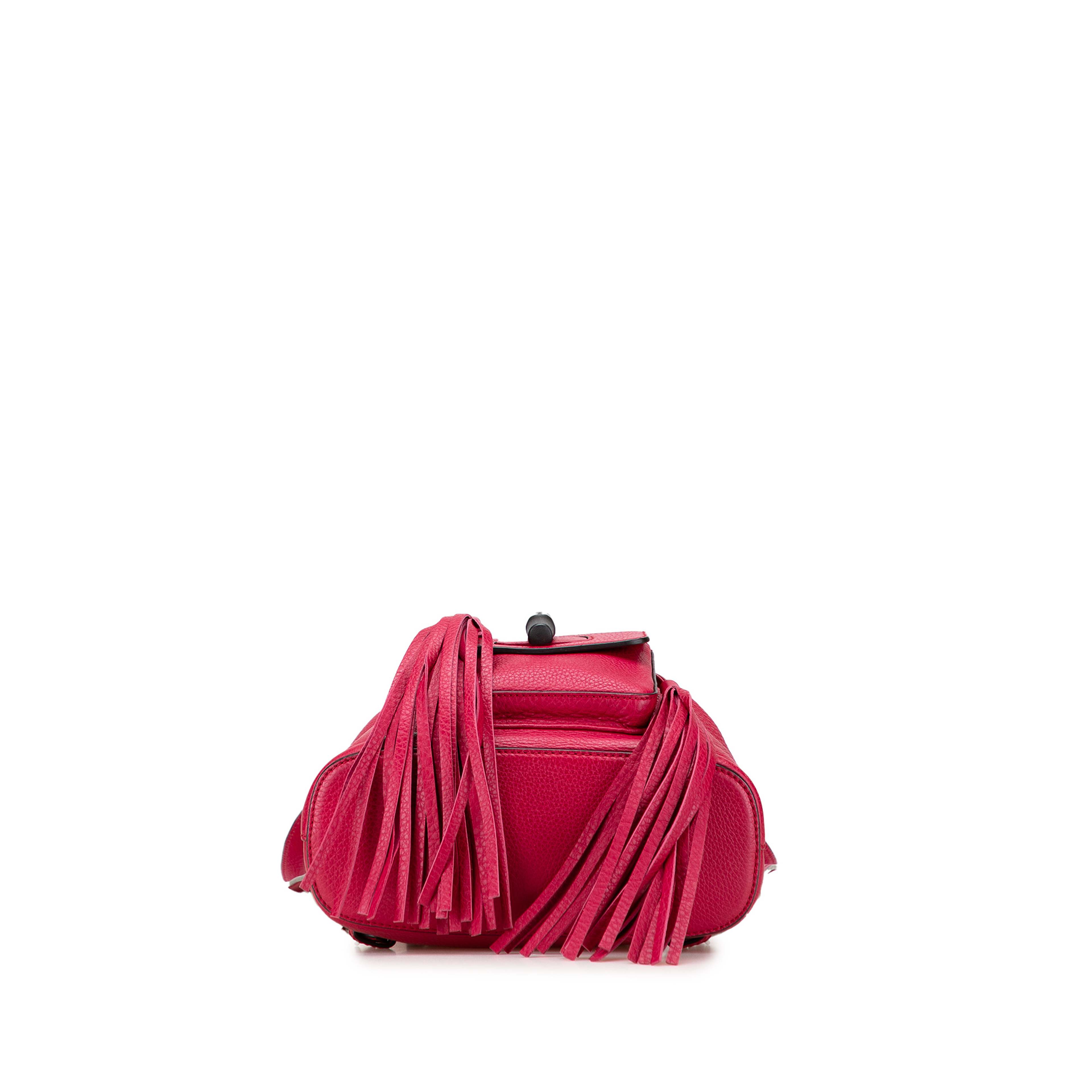 Gucci Leather Bamboo Daily Backpack, från Luxclusif, i färgen dark pink. Klicka för att öppna bilden i stort format