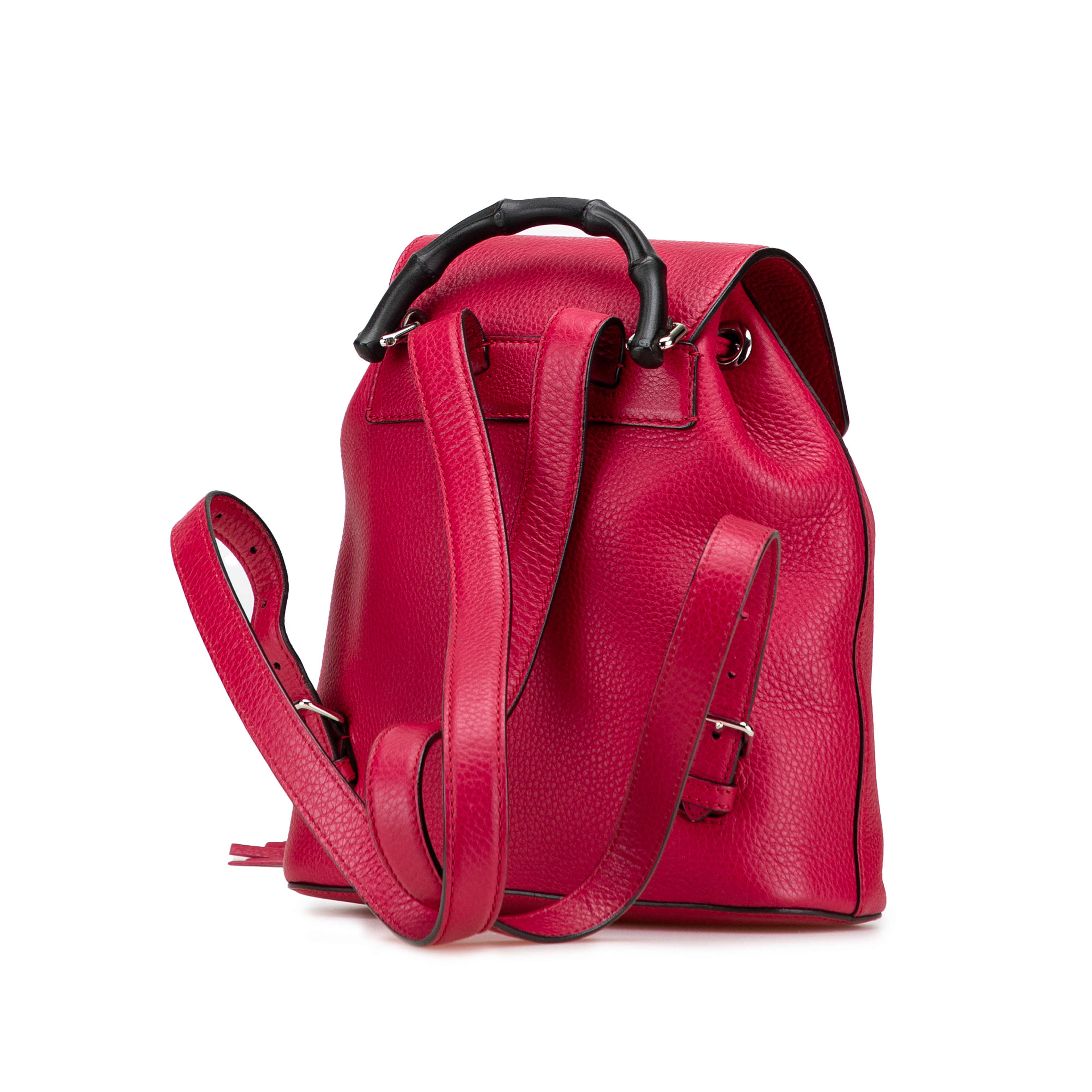 Gucci Leather Bamboo Daily Backpack, från Luxclusif, i färgen dark pink. Klicka för att öppna bilden i stort format