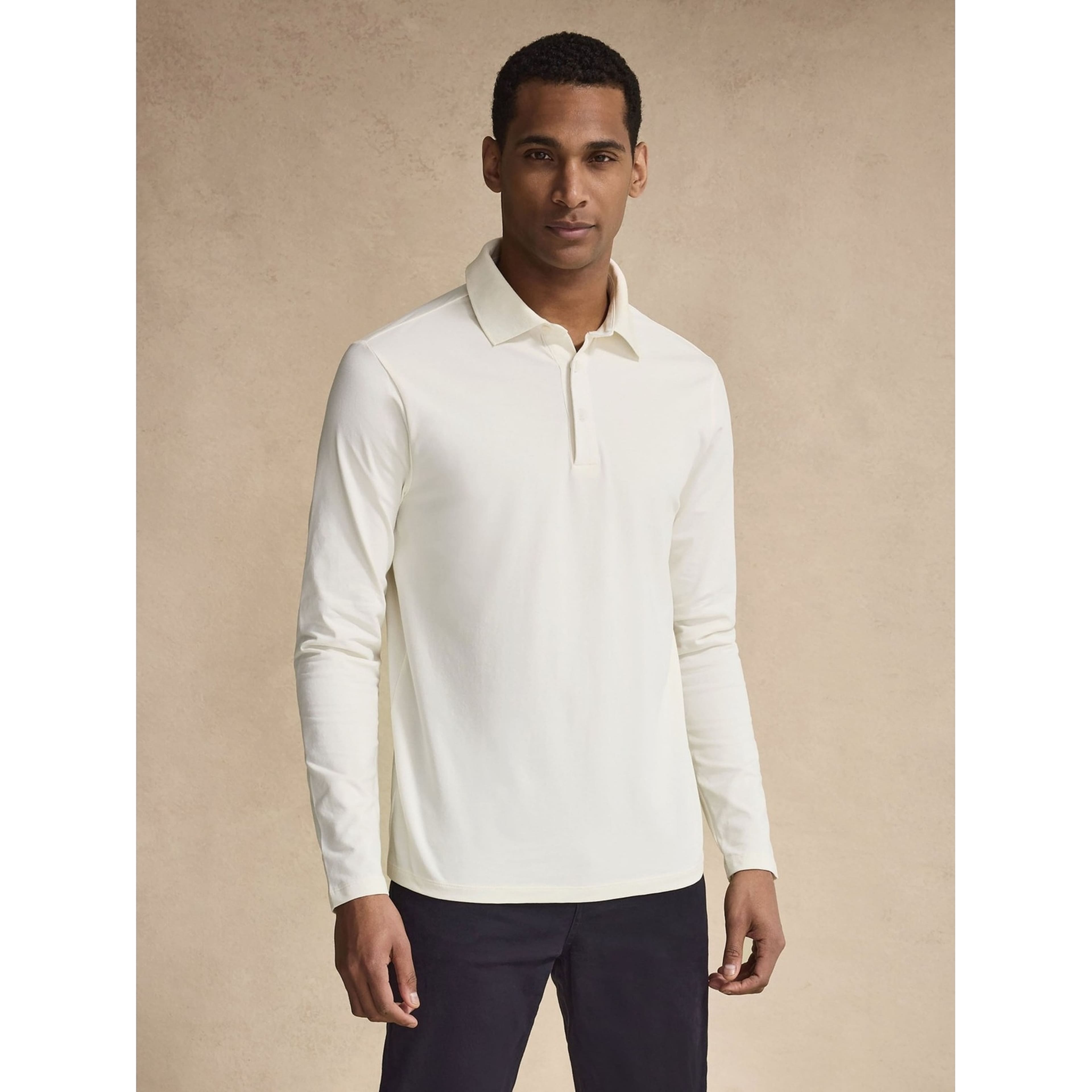 Cotton Fitted Stretch L/s Polo Shirt Jersey