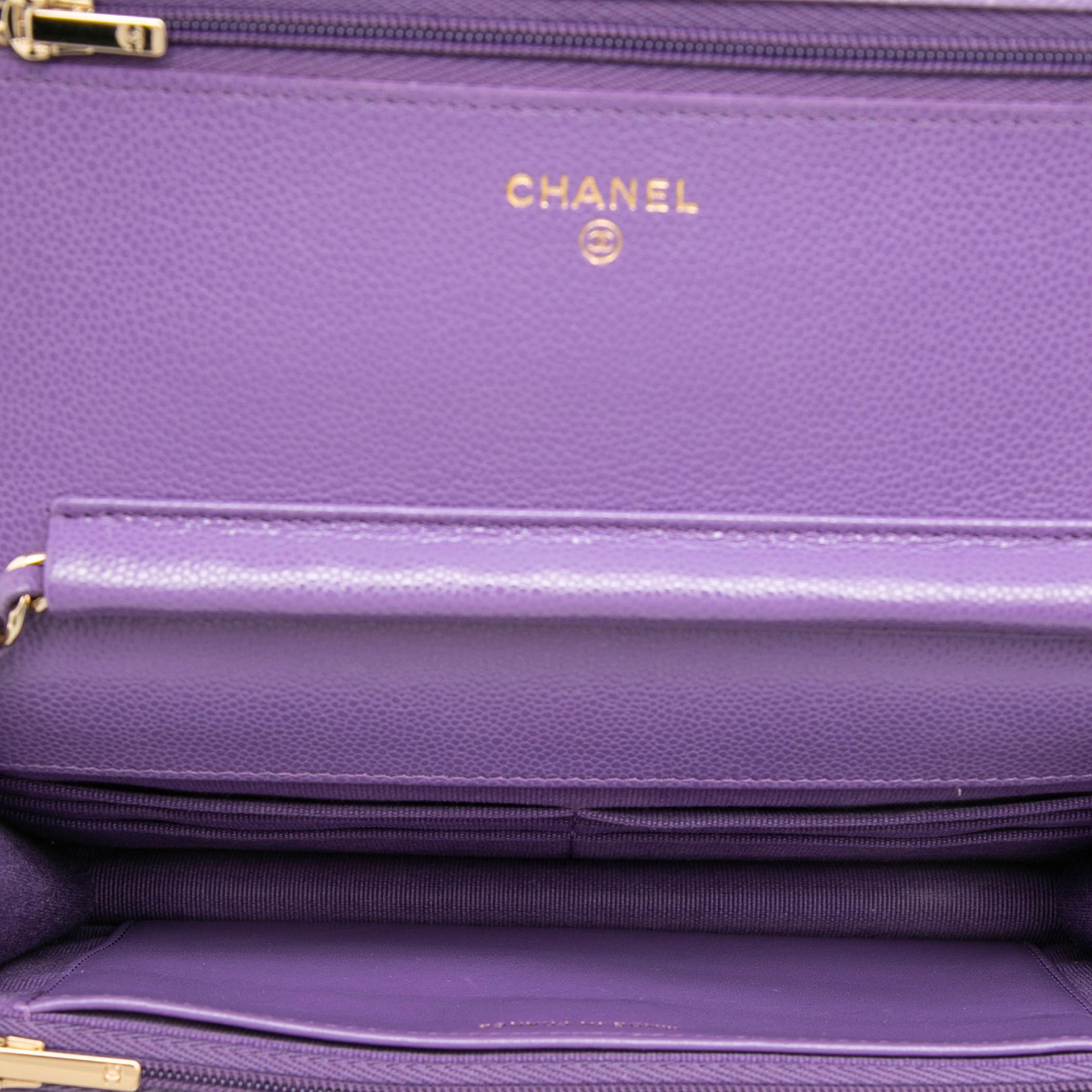 Chanel Cc Quilted Caviar Wallet On Chain, från Luxclusif, i färgen purple. Klicka för att öppna bilden i stort format