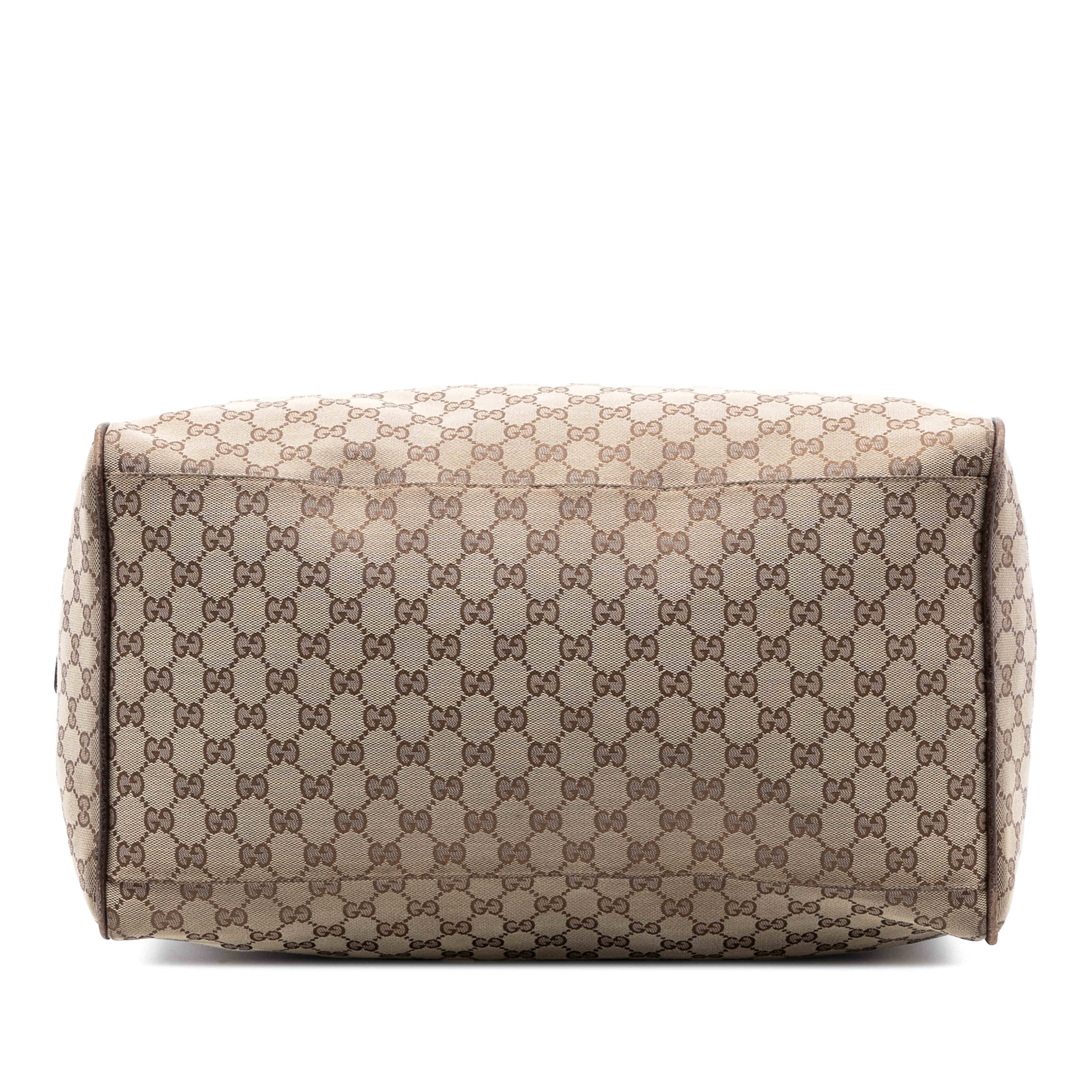 Gucci Gg Canvas Web Duffle Bag, från Luxclusif, i färgen beige. Klicka för att öppna bilden i stort format