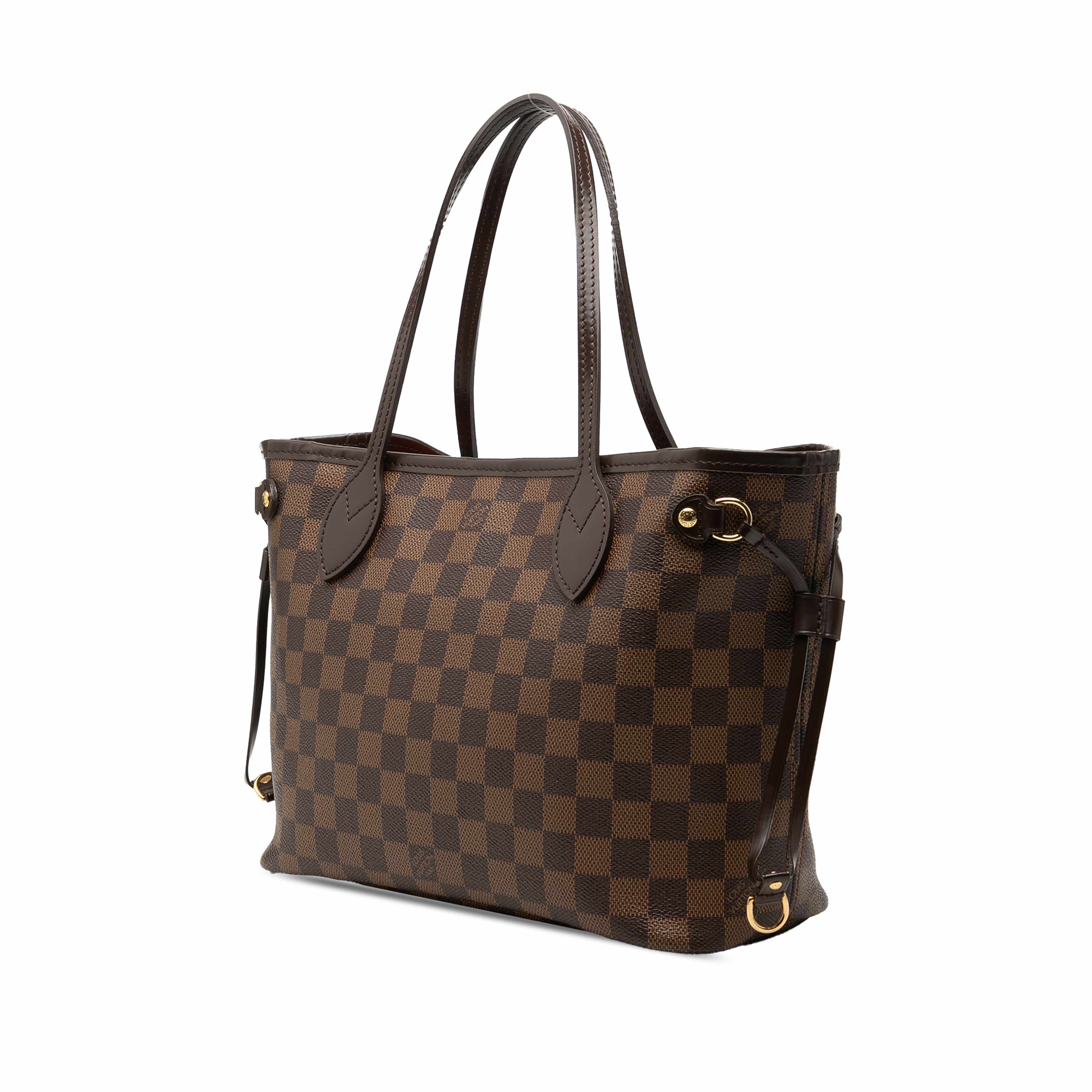 Louis Vuitton Damier Ebene Neverfull Pm, från Luxclusif, i färgen brun. Klicka för att öppna bilden i stort format