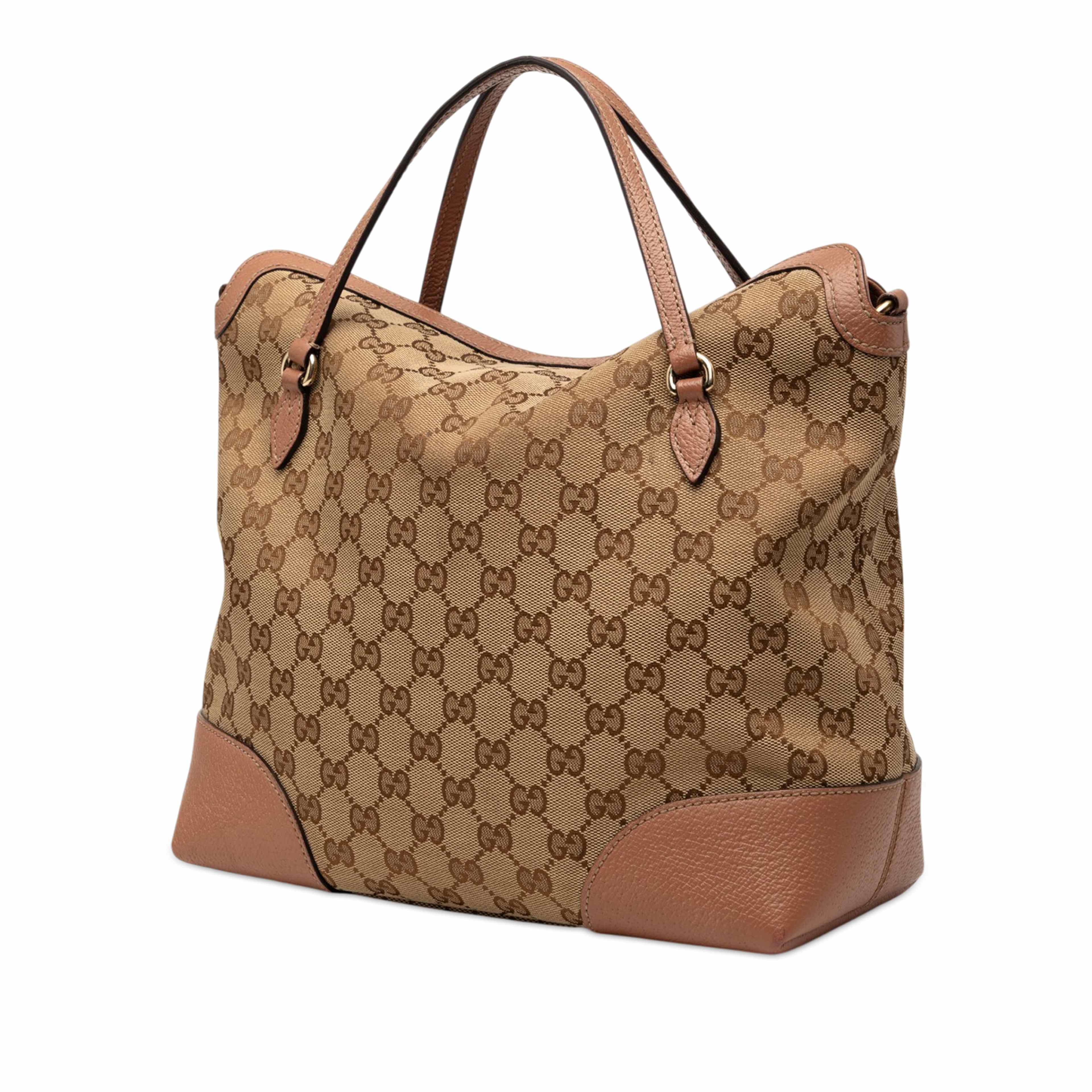 Gucci Medium Gg Canvas Bree Fold Over Tote, från Luxclusif, i färgen beige. Klicka för att öppna bilden i stort format