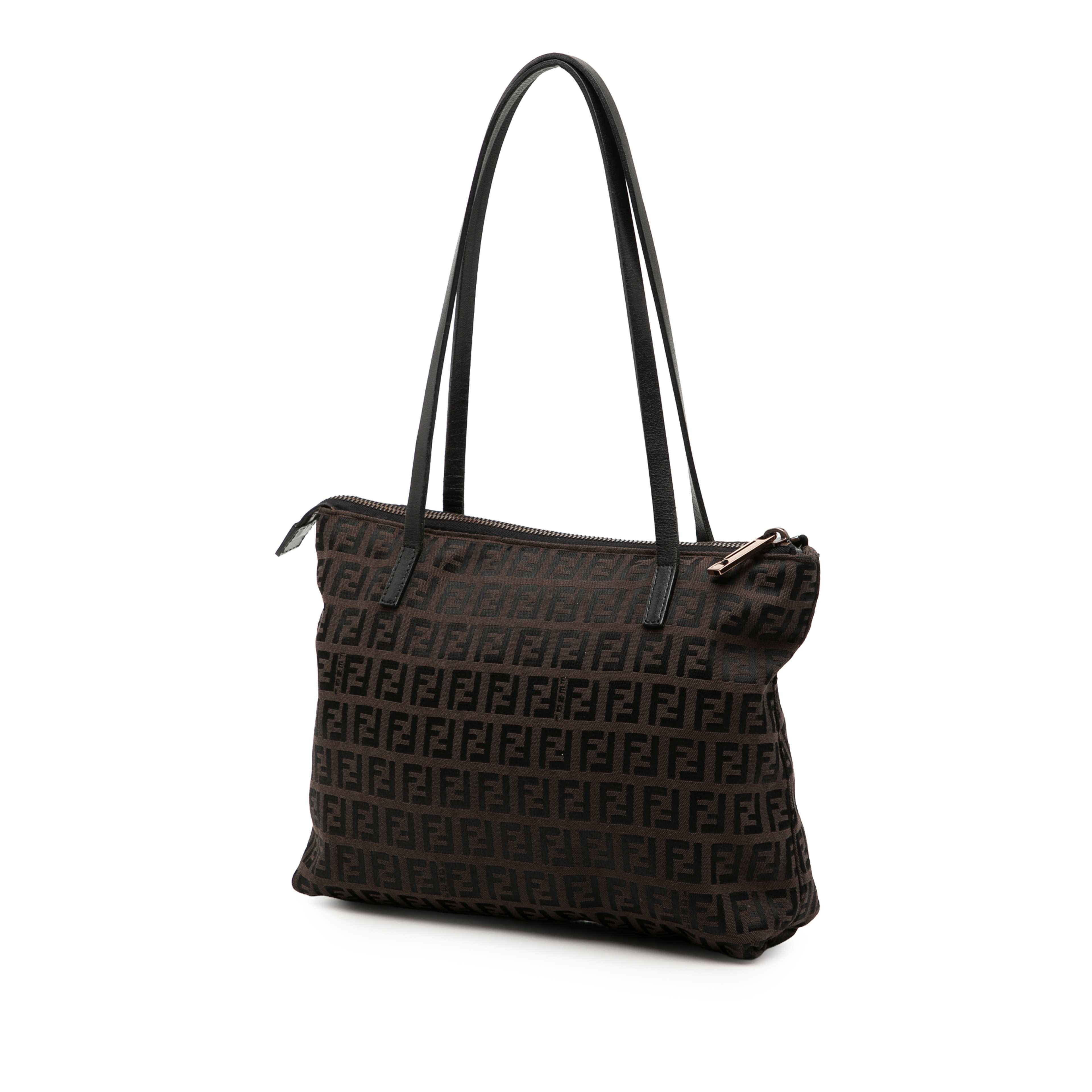Fendi Zucchino Canvas Tote, från Luxclusif, i färgen dark brown. Klicka för att öppna bilden i stort format