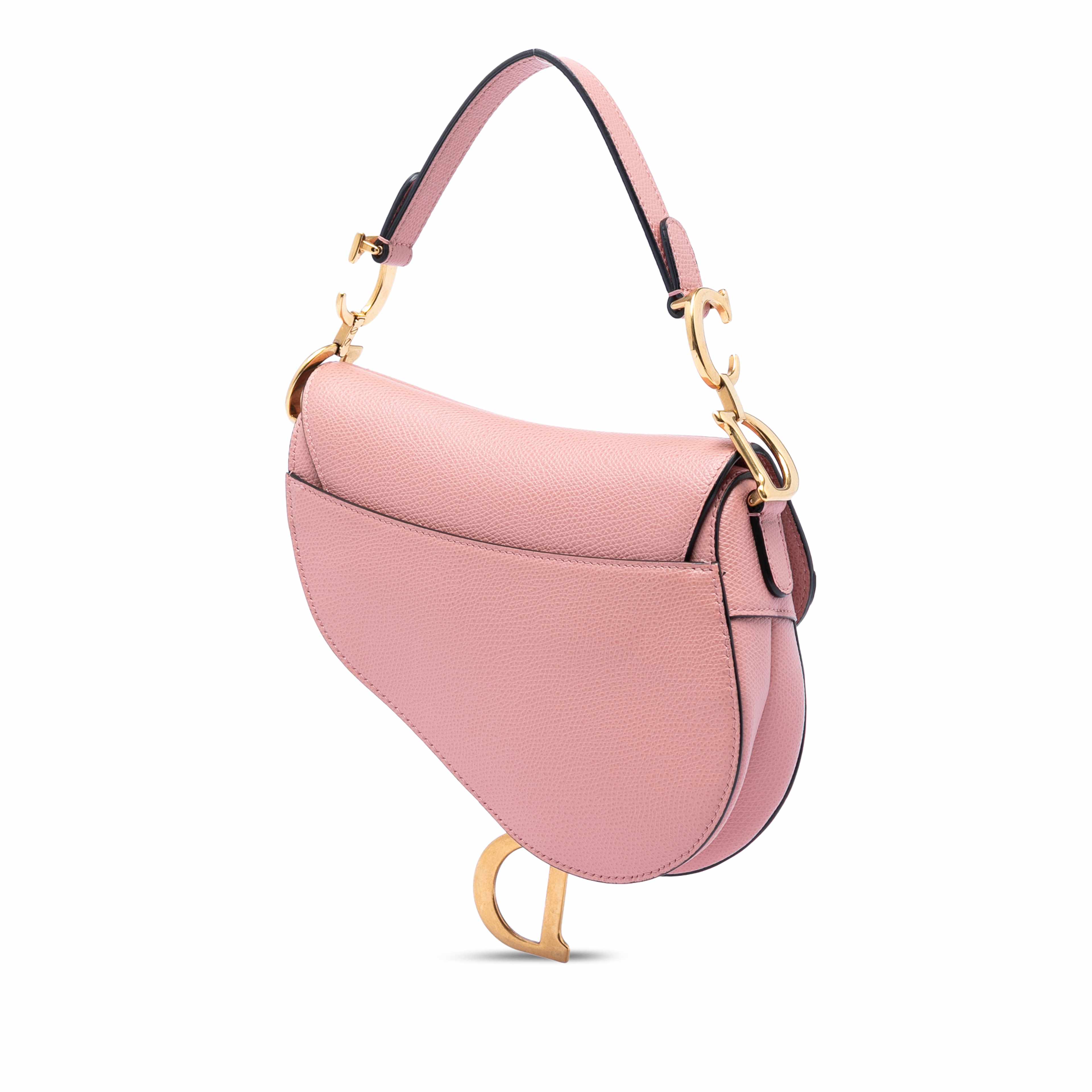 Dior Mini Grained Calfskin Saddle Bag, från Luxclusif, i färgen light pink. Klicka för att öppna bilden i stort format