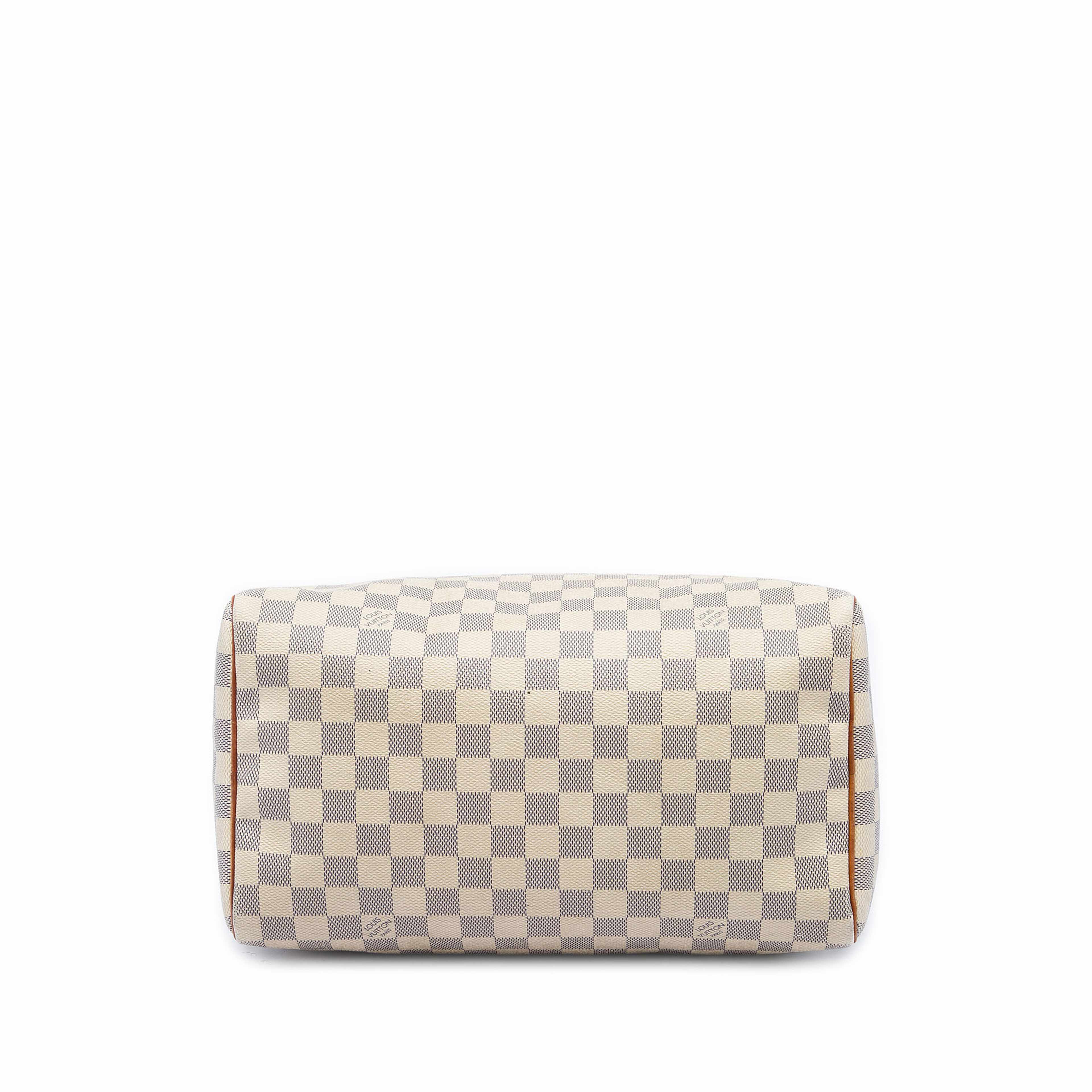Louis Vuitton Damier Azur Speedy 30, från Luxclusif, i färgen vit. Klicka för att öppna bilden i stort format