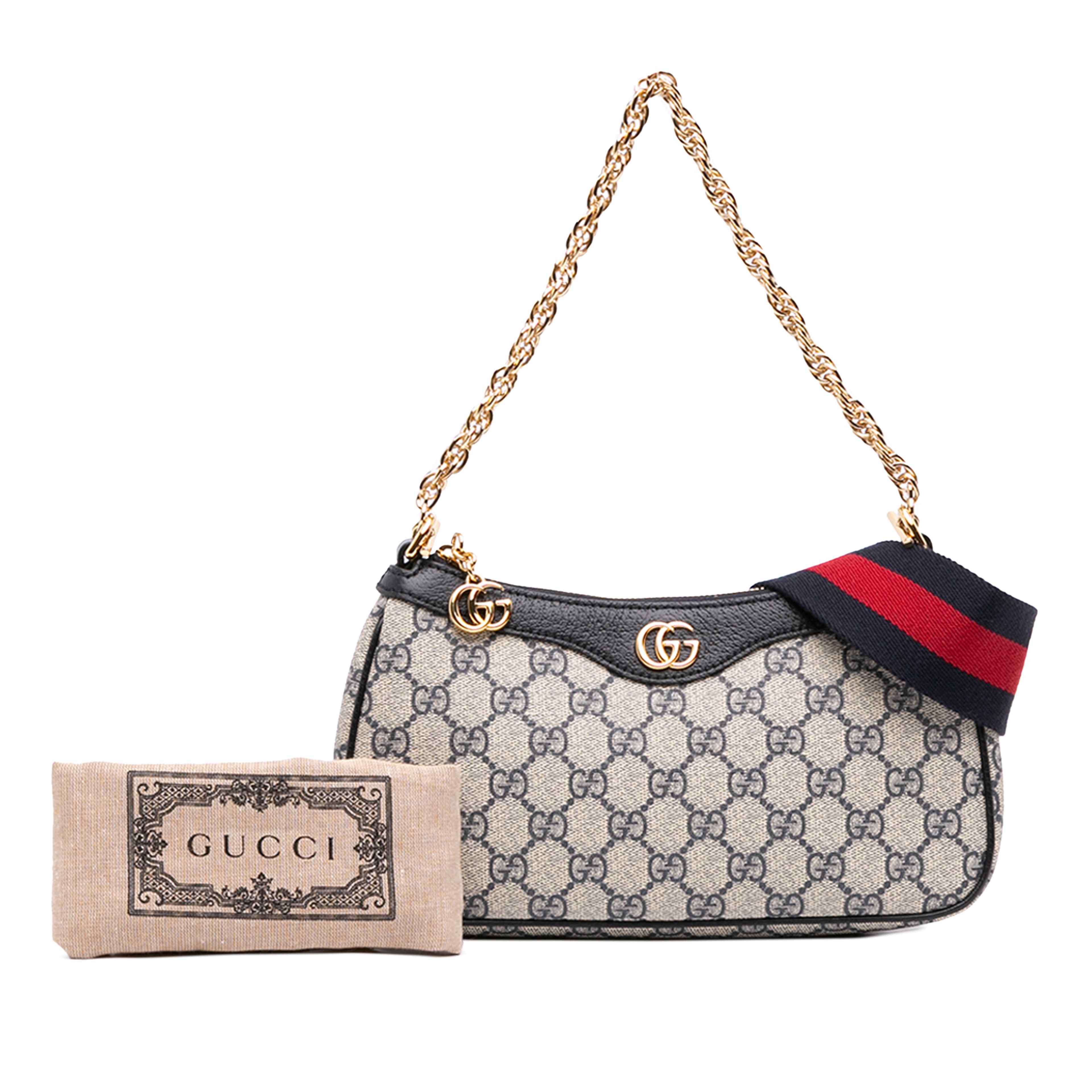 Gucci Small Gg Supreme Web Ophidia Satchel, från Luxclusif, i färgen beige. Klicka för att öppna bilden i stort format