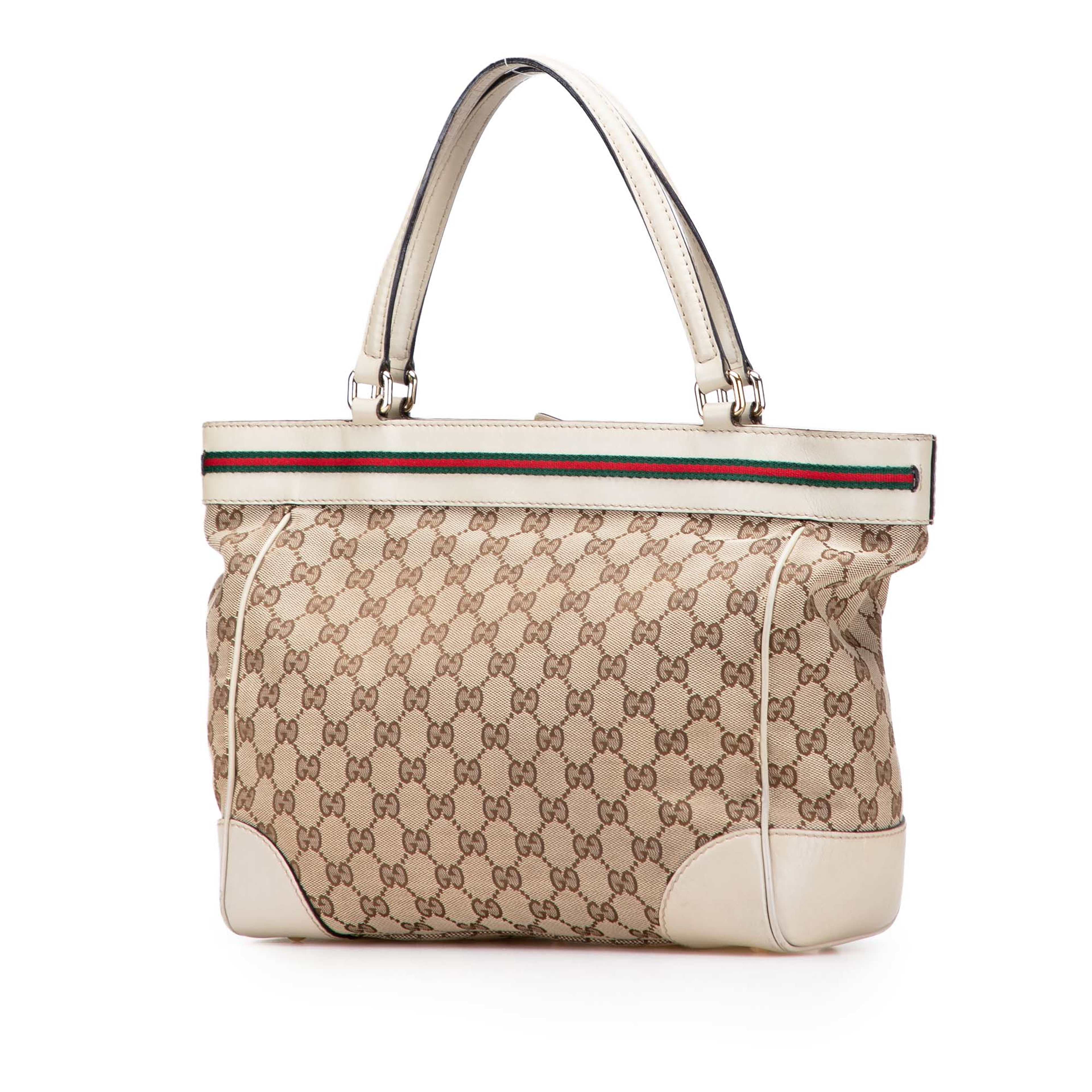 Gucci Gg Canvas Web Mayfair Tote, från Luxclusif, i färgen beige. Klicka för att öppna bilden i stort format