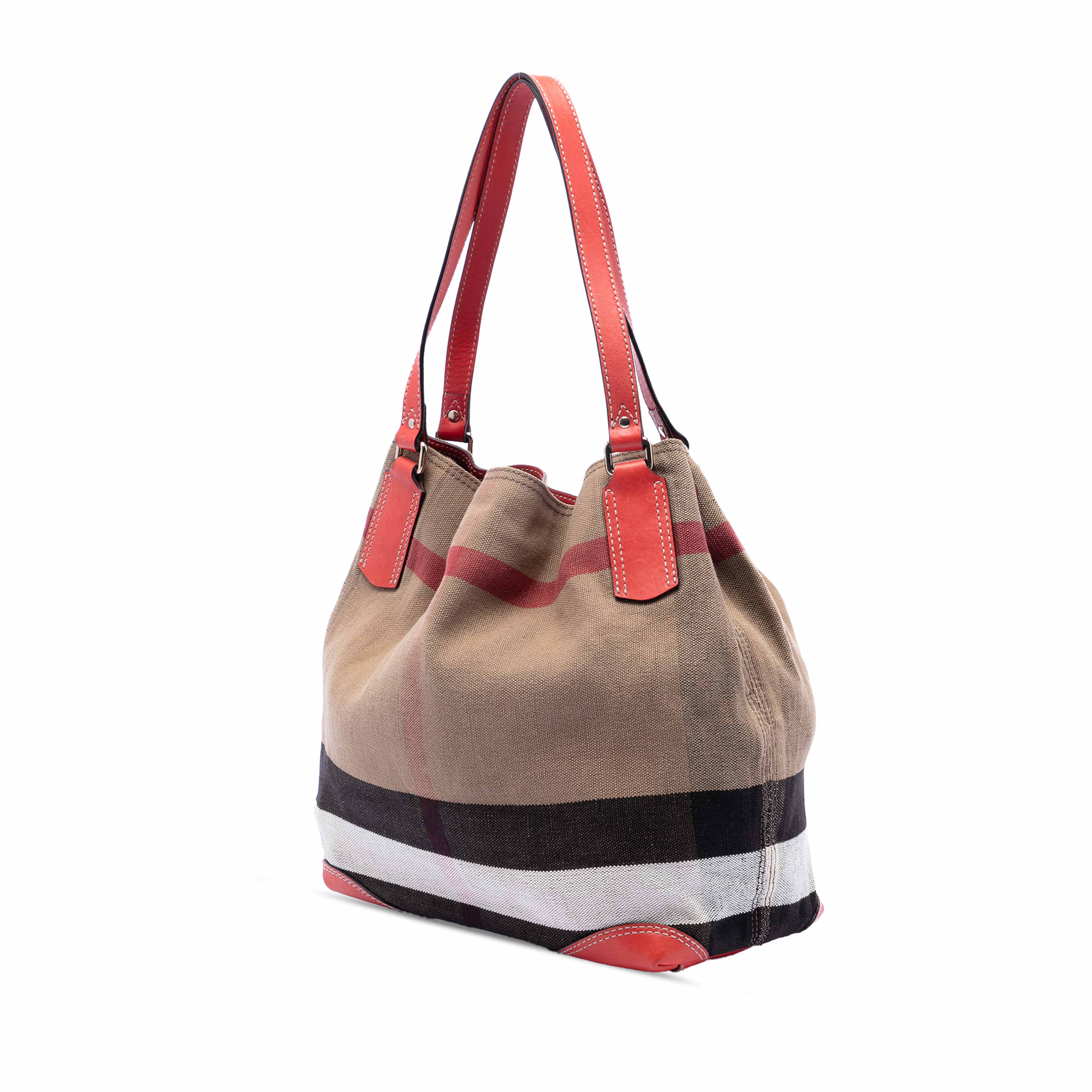 Burberry Mega Check Canvas Maidstone Tote, från Luxclusif, i färgen brun. Klicka för att öppna bilden i stort format