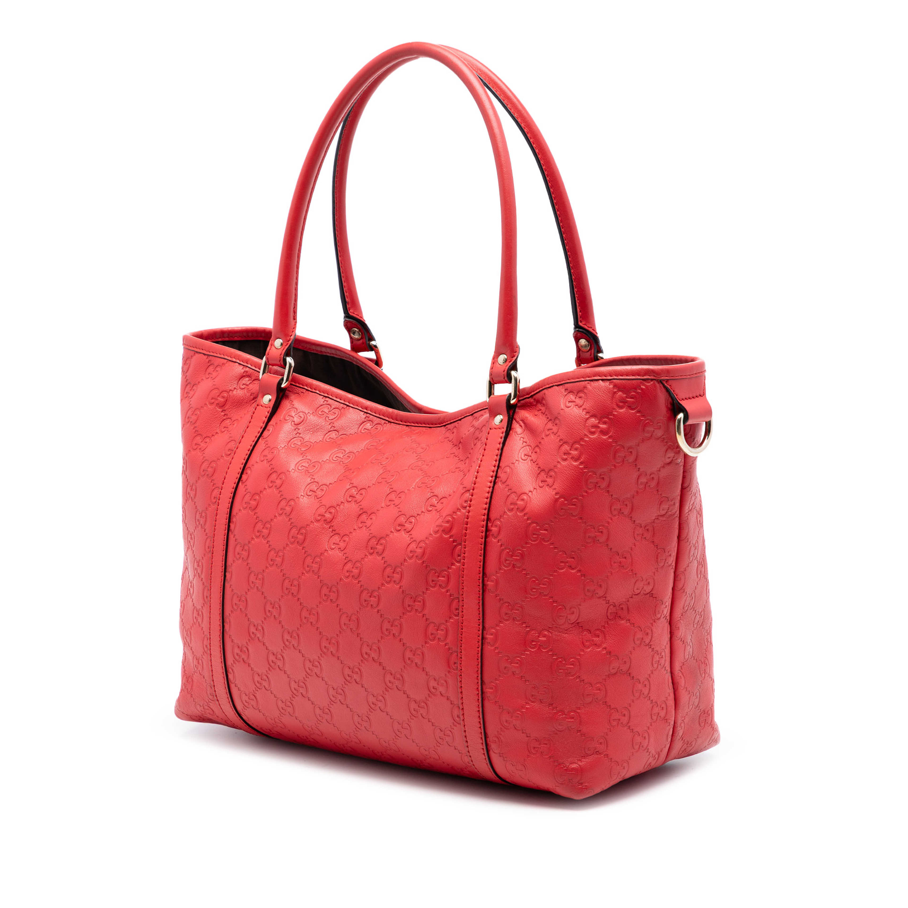 Gucci Medium Guccissima Joy Tote, från Luxclusif, i färgen red. Klicka för att öppna bilden i stort format
