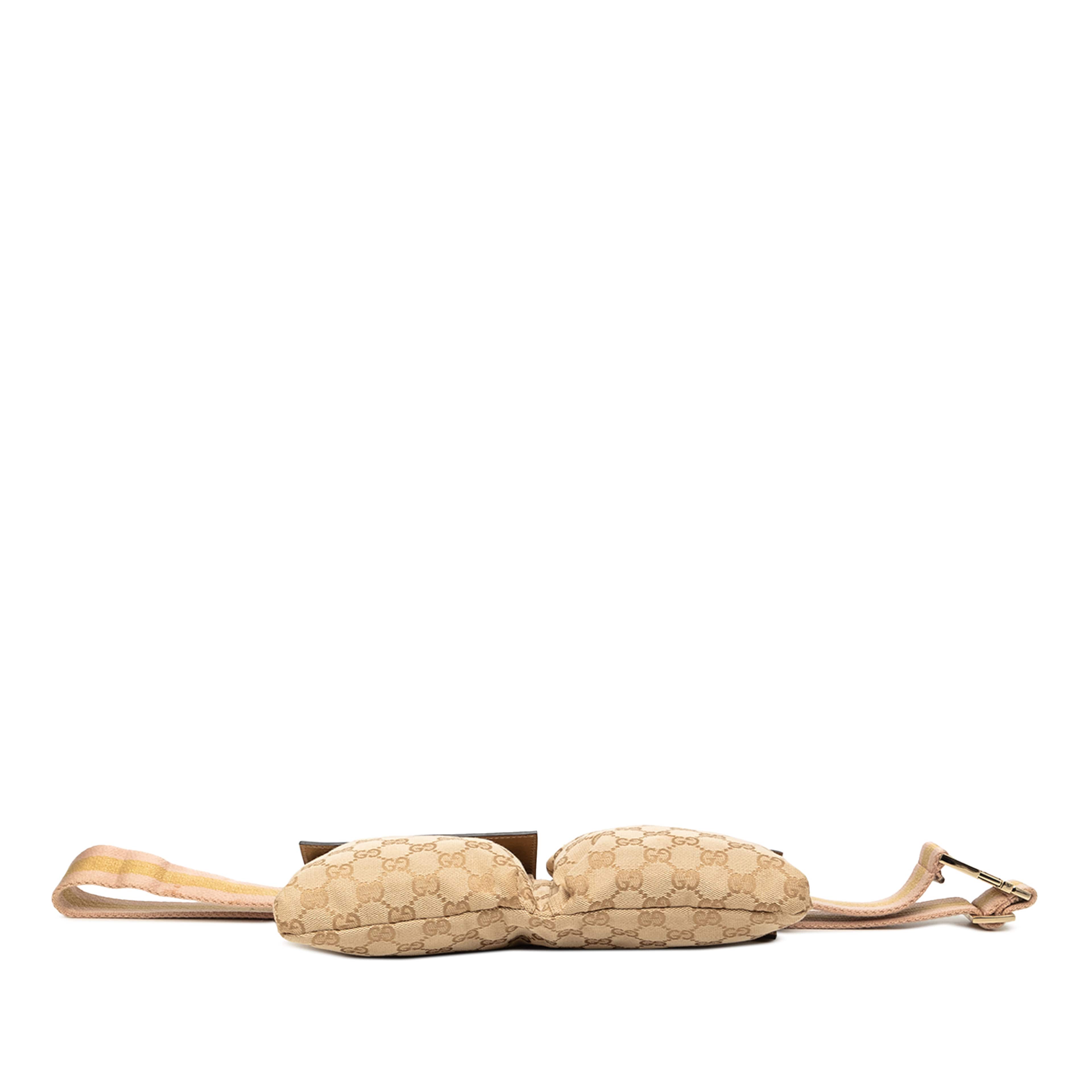 Gucci Gg Canvas Web Double Pocket Belt Bag, från Luxclusif, i färgen beige. Klicka för att öppna bilden i stort format