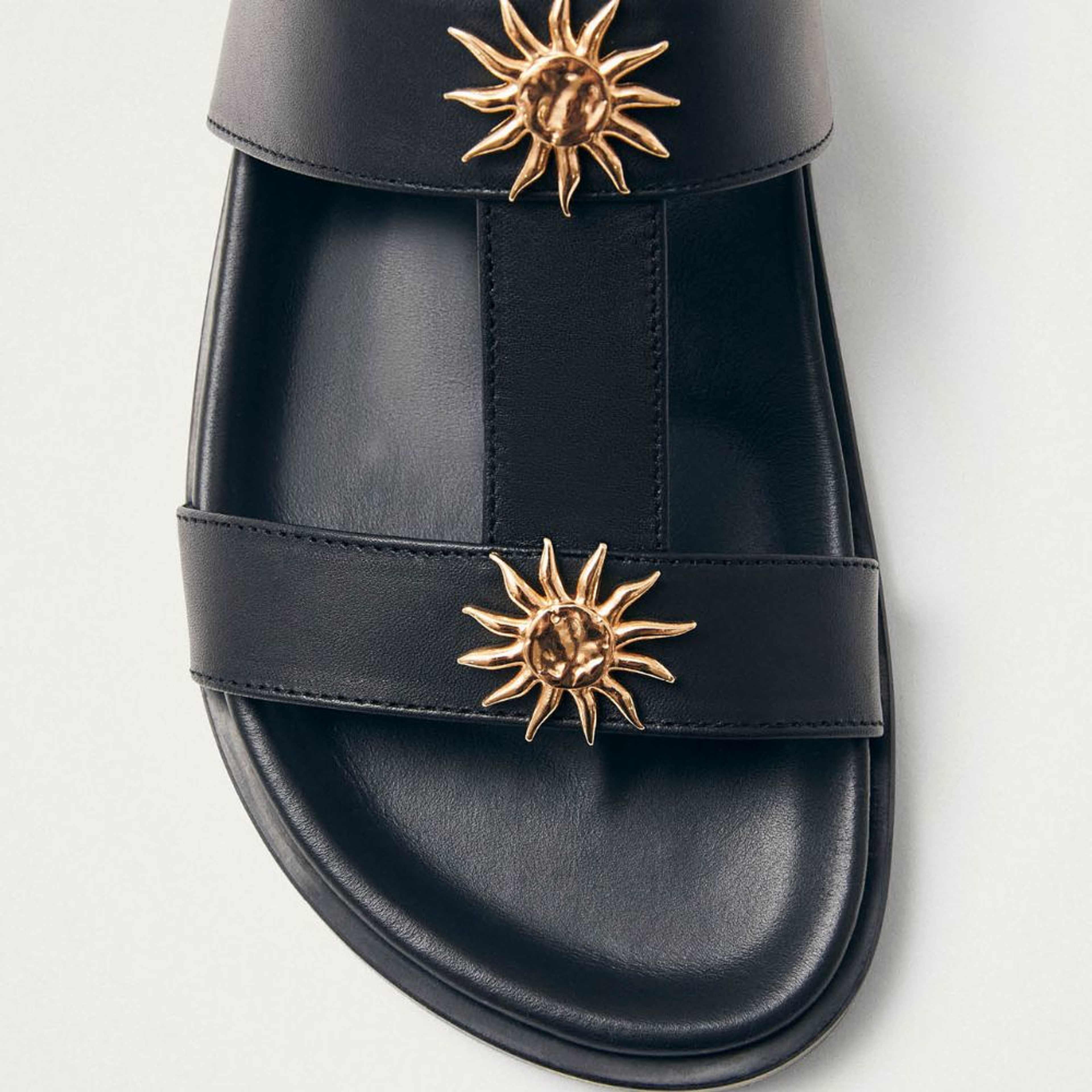 Clarisa Black Leather Sandals
