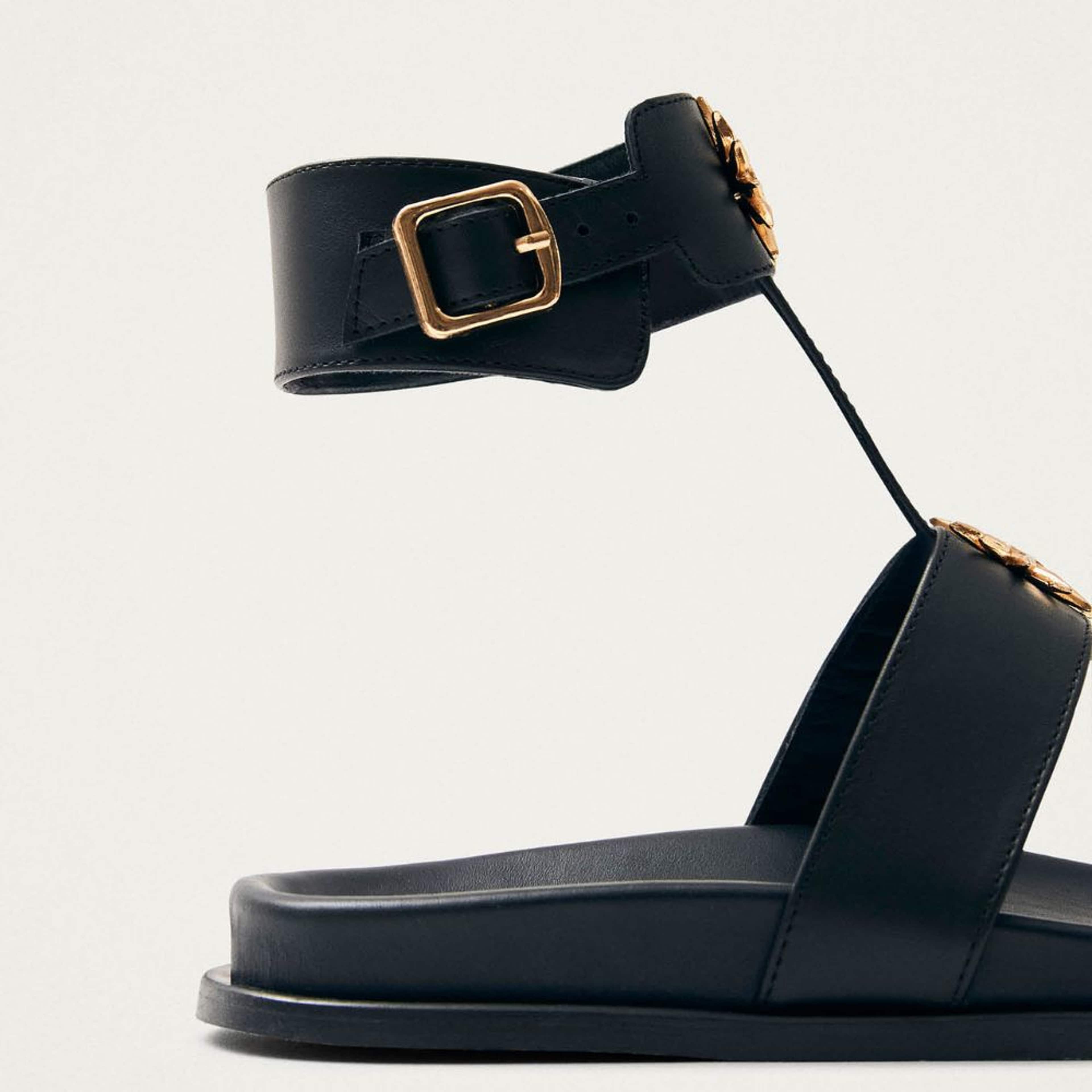 Clarisa Black Leather Sandals