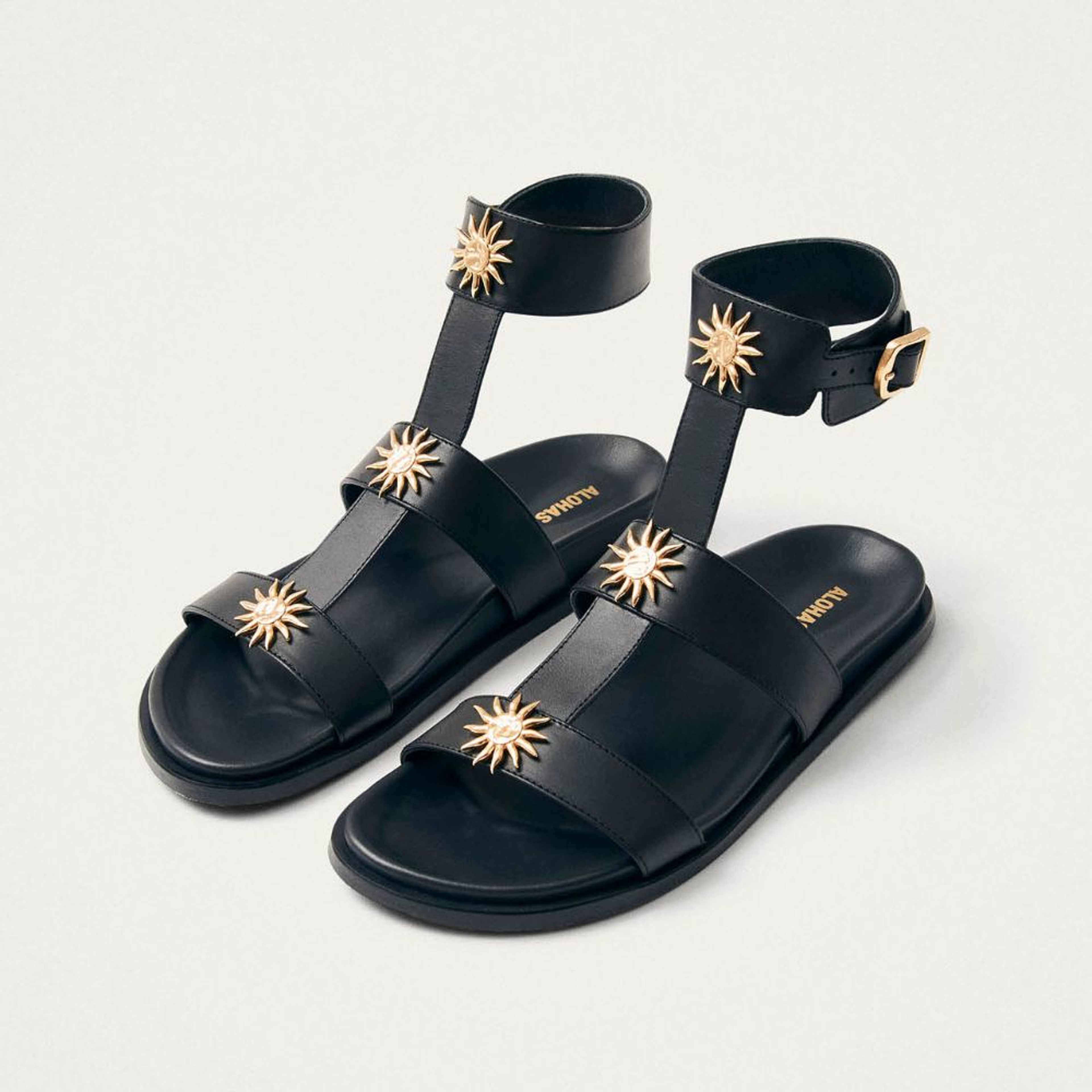 Clarisa Black Leather Sandals
