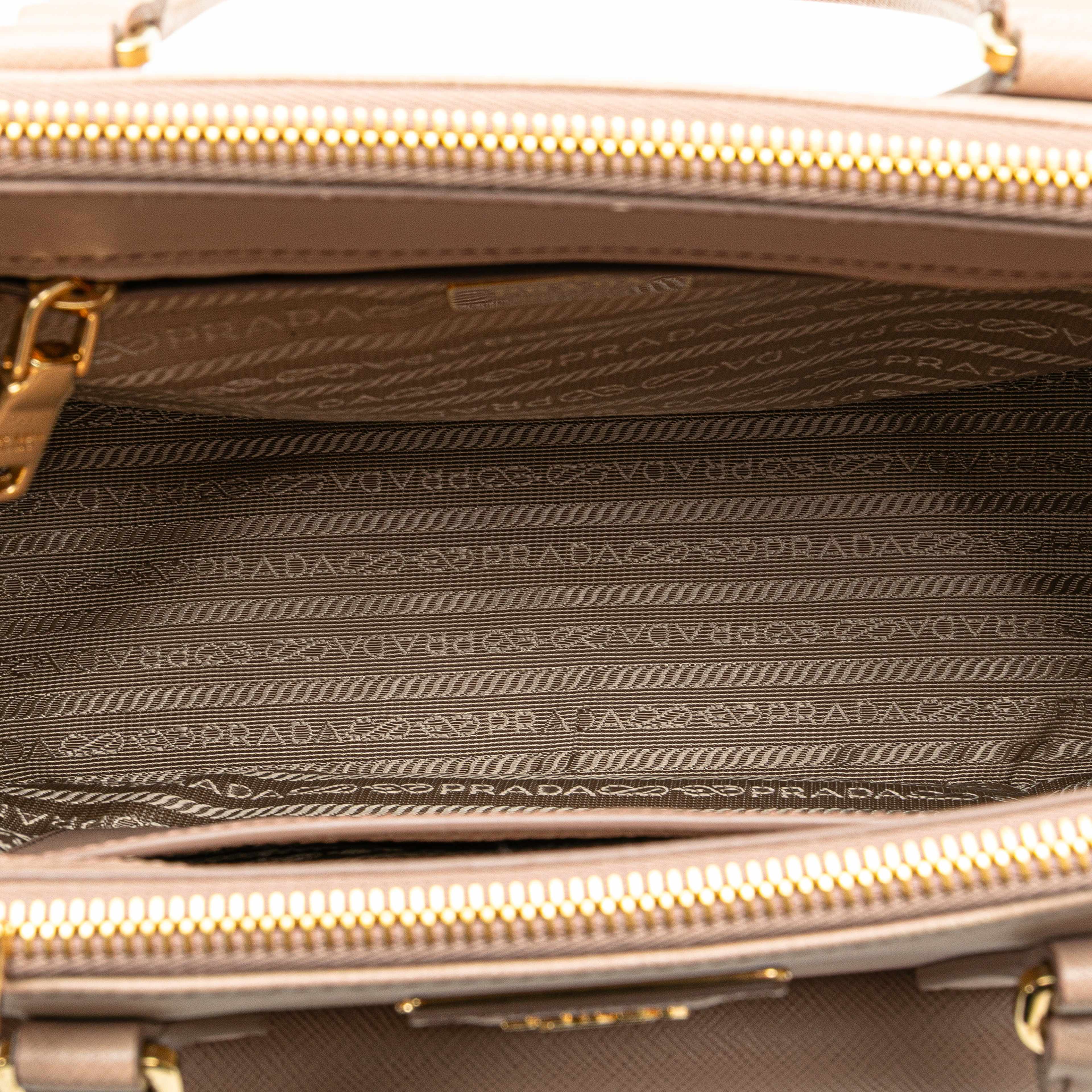 Prada Saffiano Lux Front Pocket Galleria Double Zip Satchel