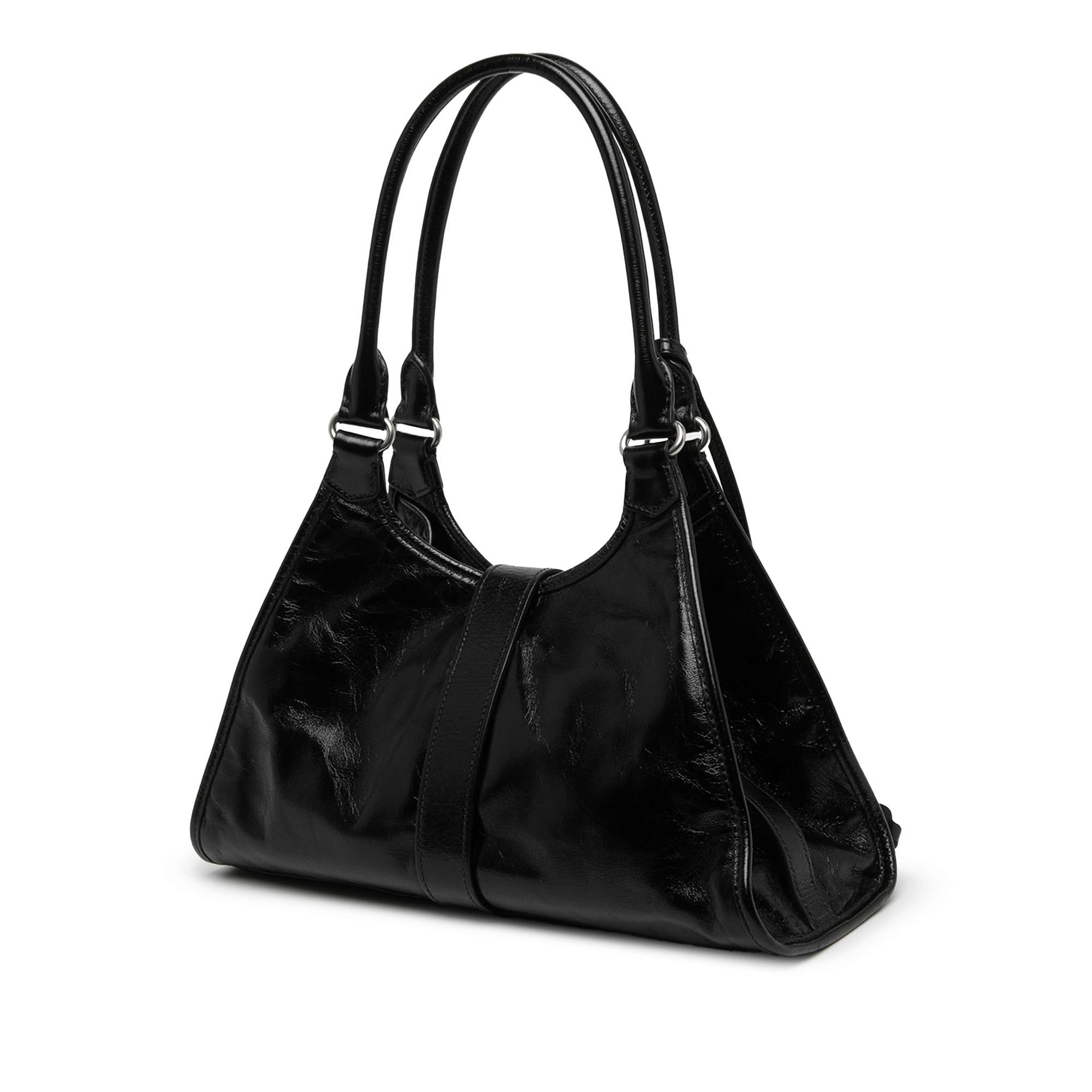 Prada Medium Glossy Calfskin Shoulder Bag, från Luxclusif, i färgen svart. Klicka för att öppna bilden i stort format