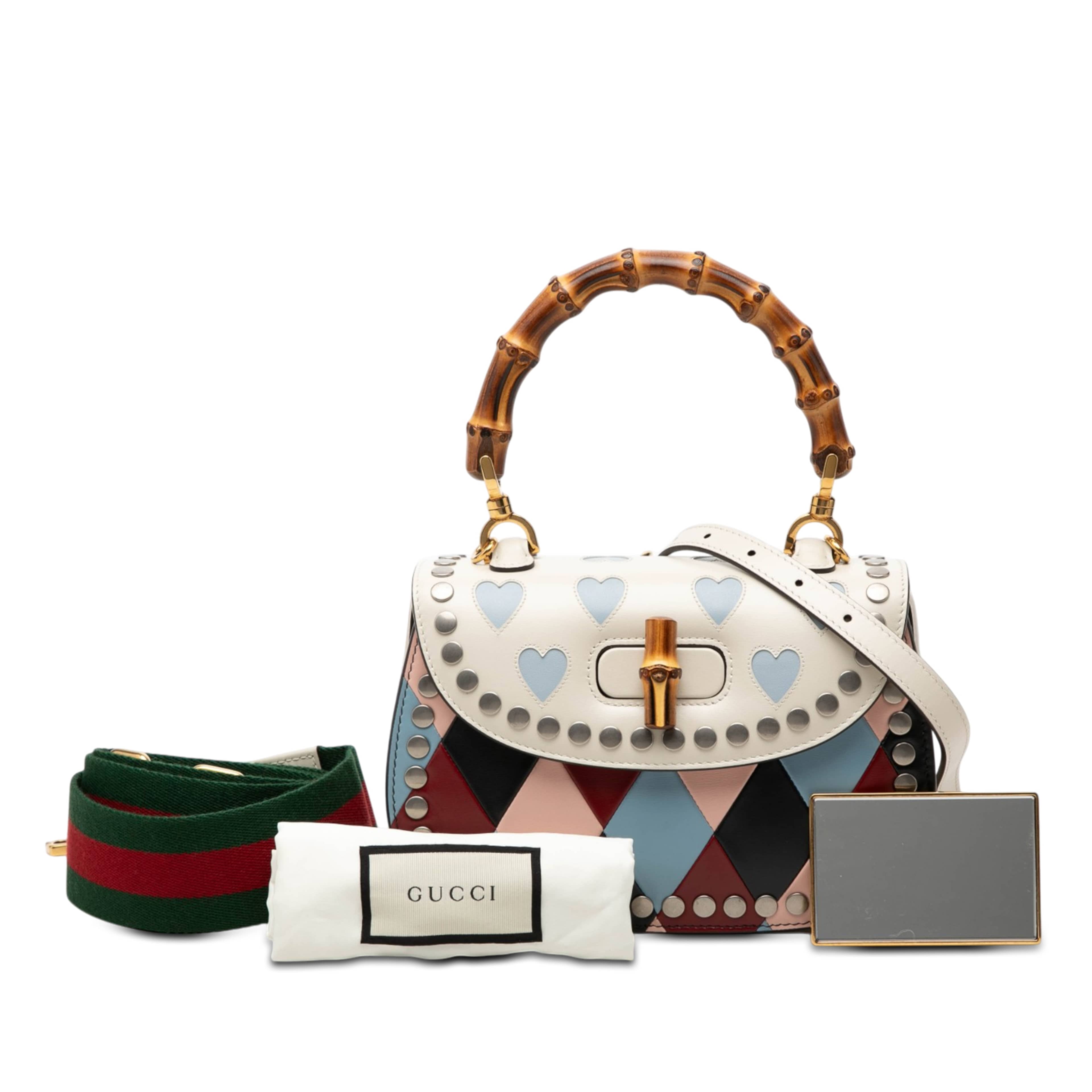 Gucci Small Calfskin Lovelight Bamboo Top Handle Bag, från Luxclusif, i färgen flerfärgad. Klicka för att öppna bilden i stort format